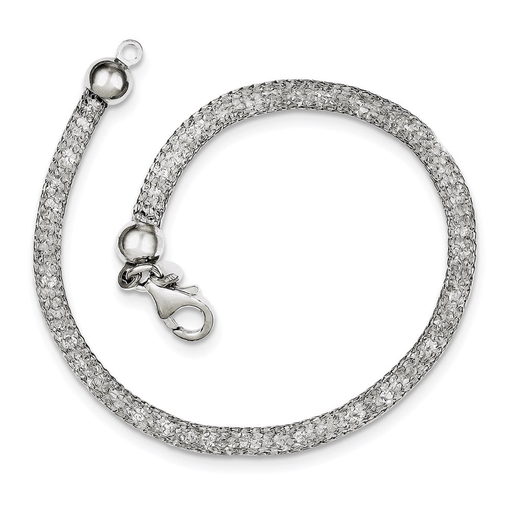 7.5 Inch Sterling Silver Mesh & Strass Crystal Bracelet