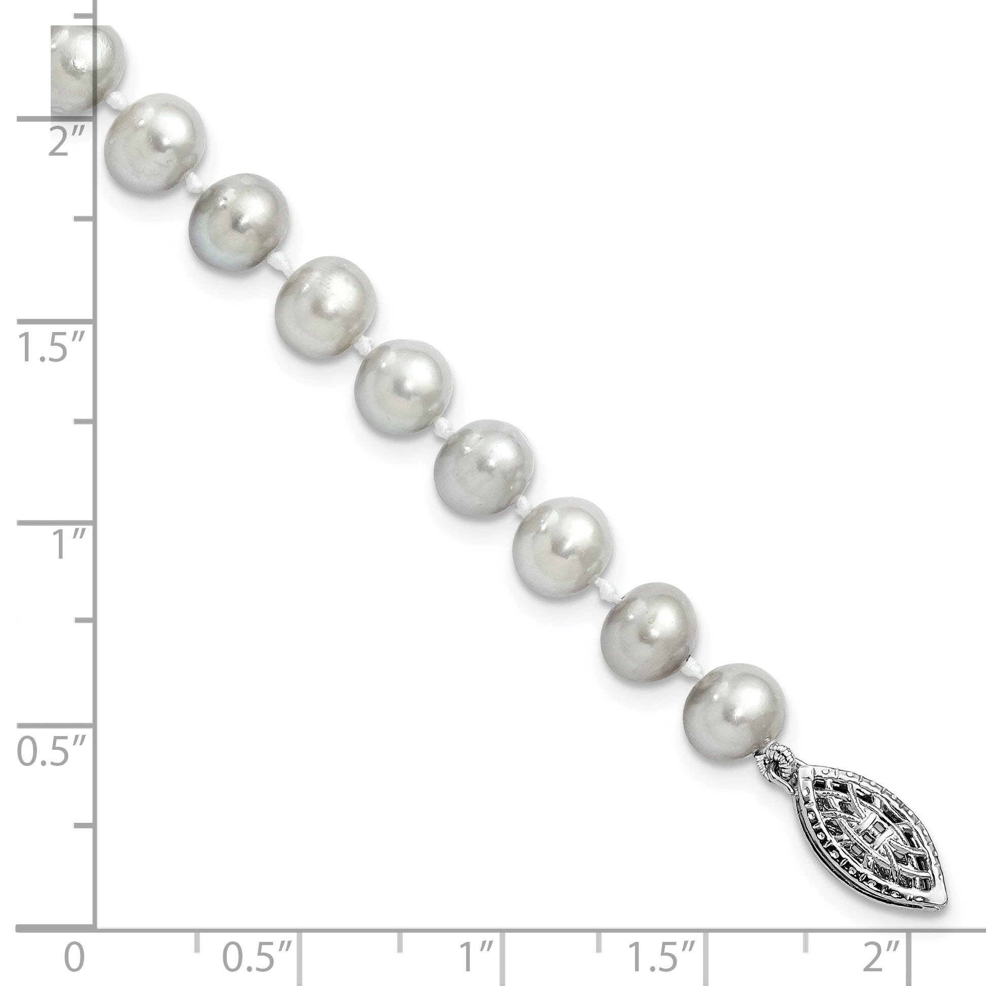 7.25 Inch Sterling Silver Rhodium 6-7mm Grey Fwc Pearl Bracelet