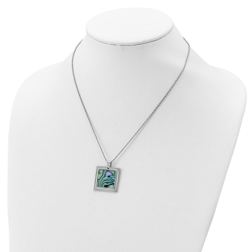 Sterling Silver Rhodium-Plated Abalone Pendant Necklace