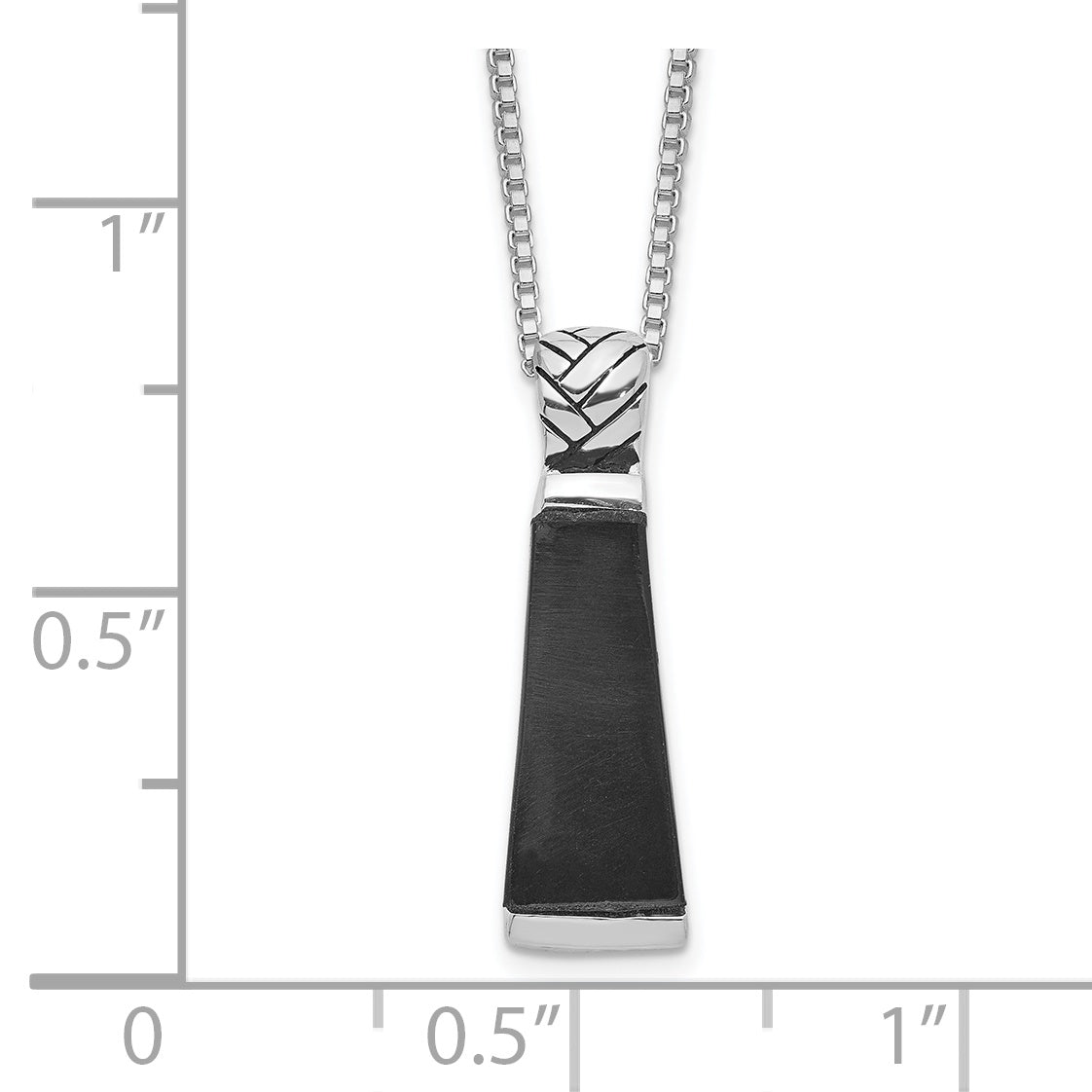 Sterling Silver Rhodium-Plated Onyx Pendant Necklace