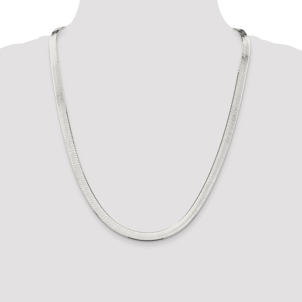 24 Inch Sterling Silver 7.3mm Magic Herringbone Chain Necklace