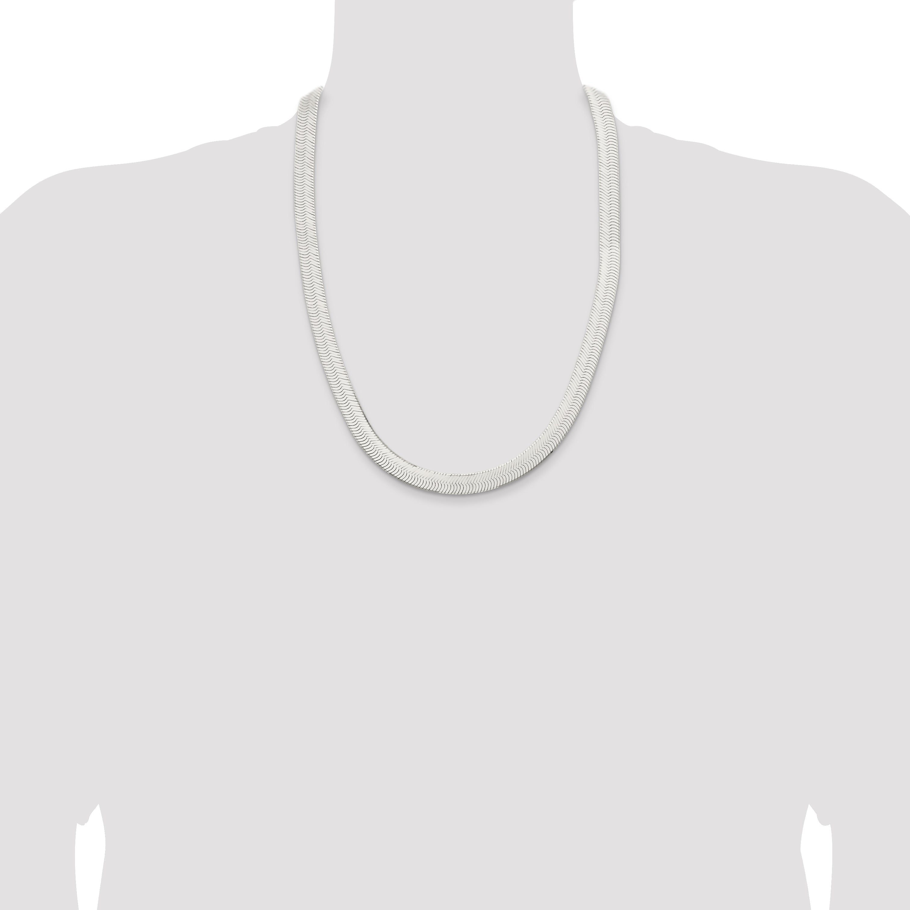 24 Inch Sterling Silver 10.5mm Magic Herringbone Chain Necklace