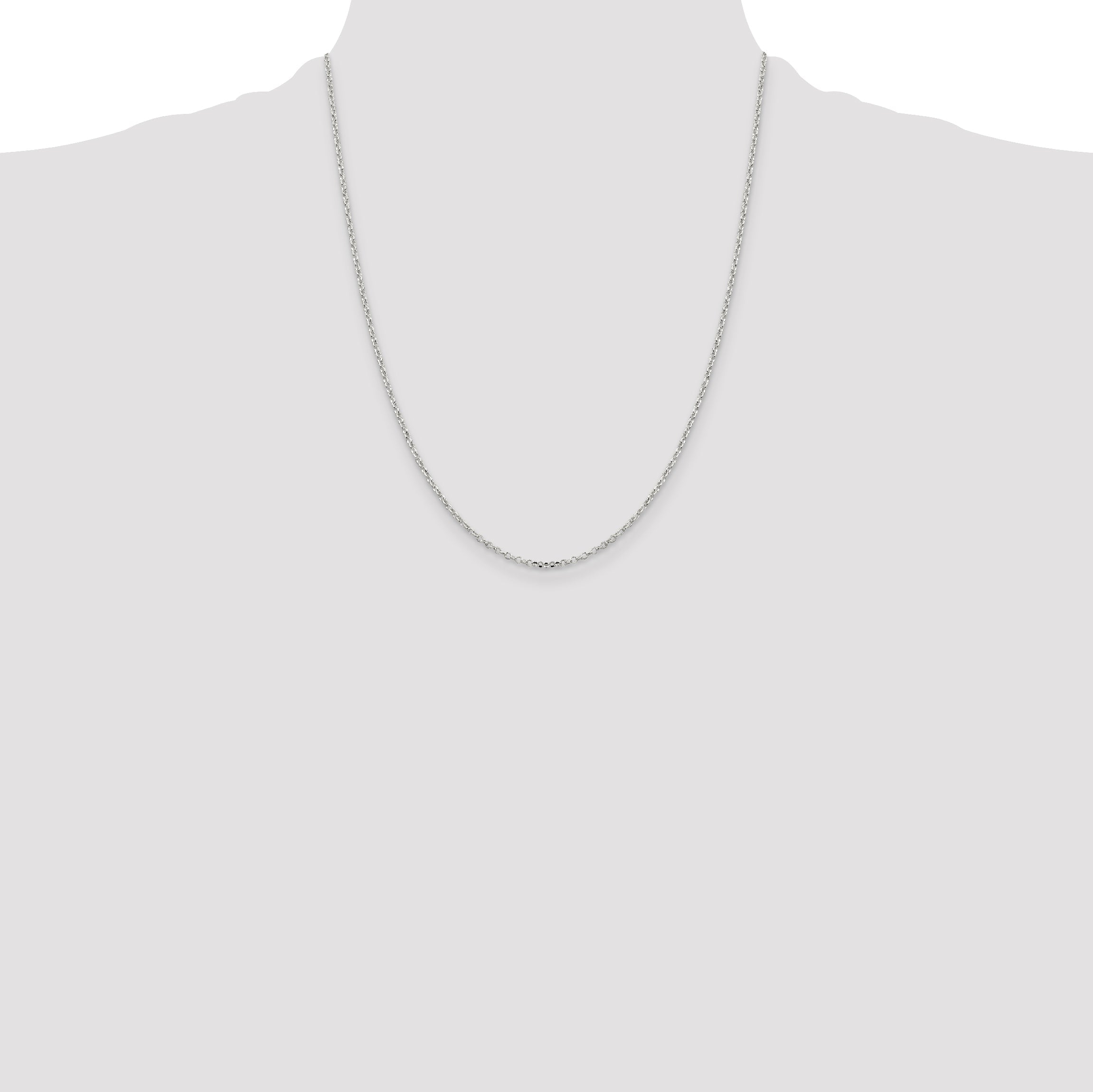 22 Inch Sterling Silver 1.75mm Diamond-Cut Cable Chain Necklace