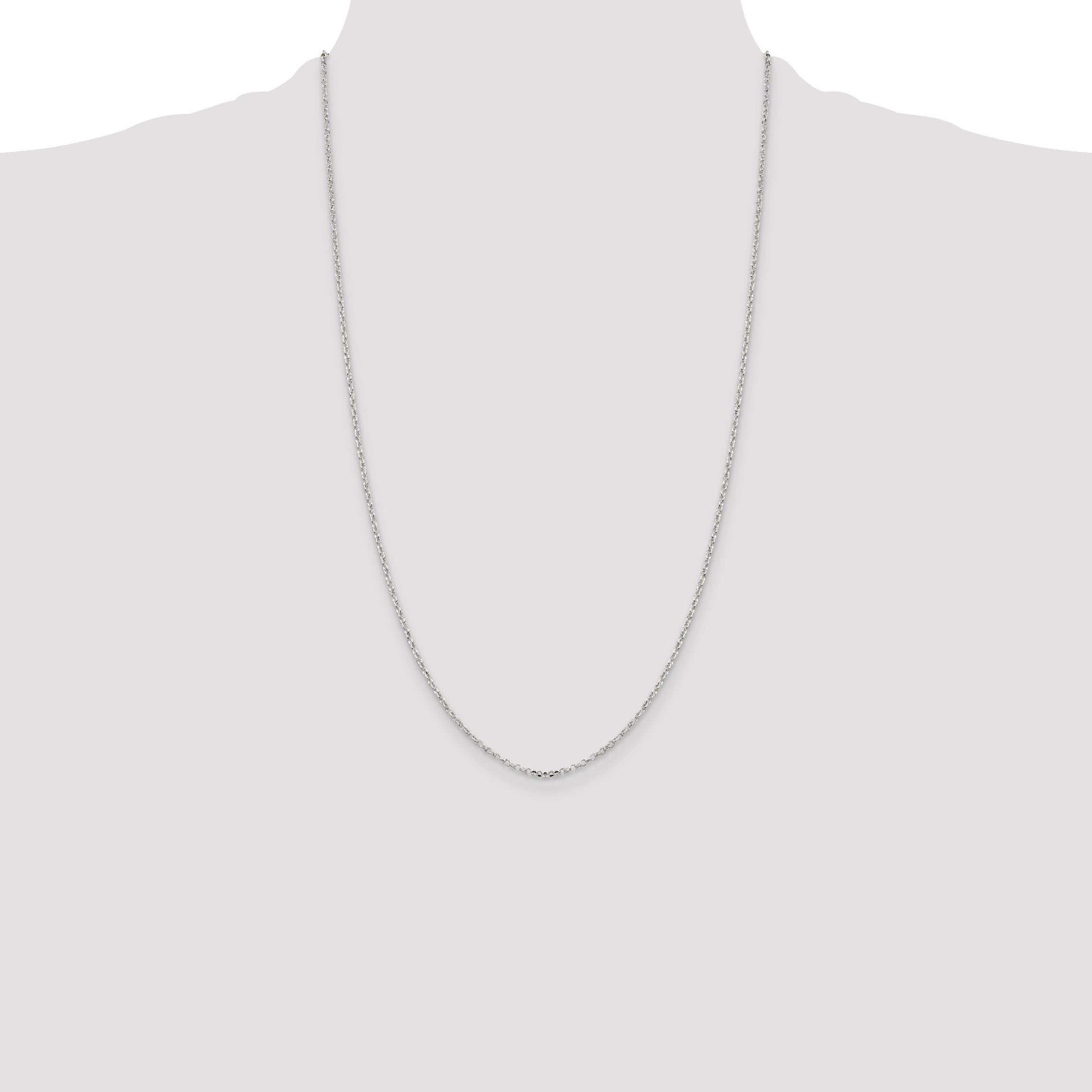 26 Inch Sterling Silver 1.75mm Diamond-Cut Cable Chain Necklace