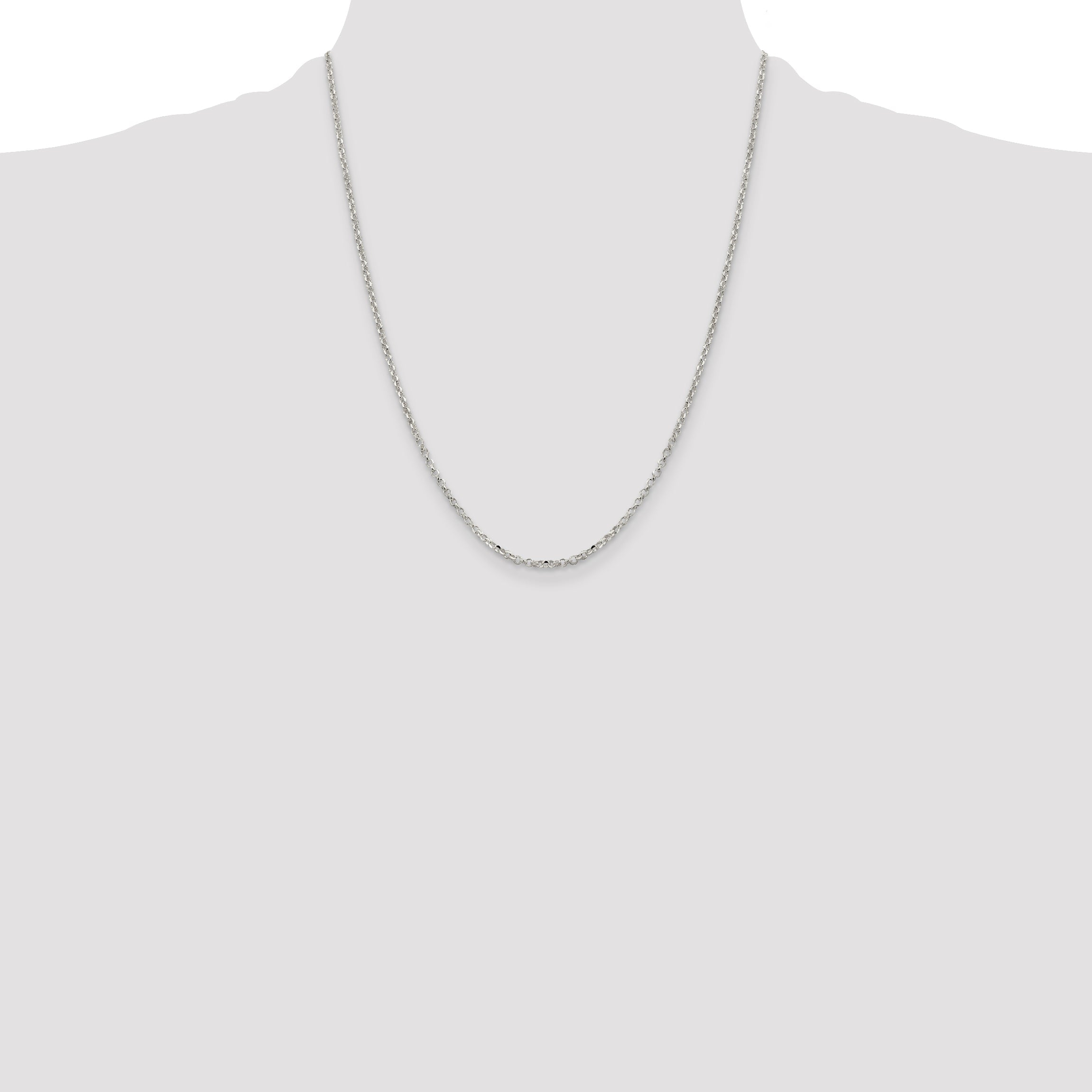 22 Inch Sterling Silver 2.2mm Diamond-Cut Cable Chain Necklace