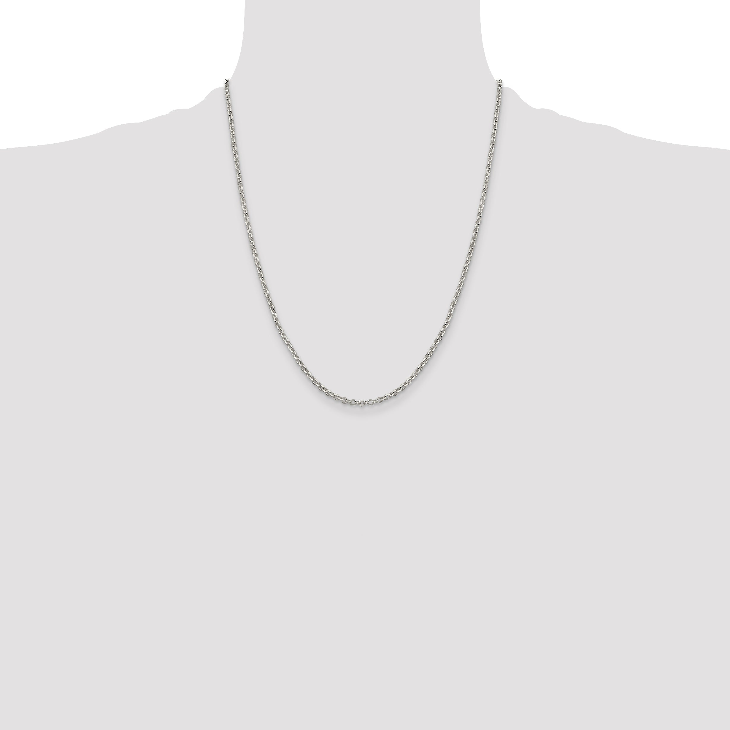 22 Inch Sterling Silver 2.6mm Diamond-Cut Cable Chain W/4In Ext.