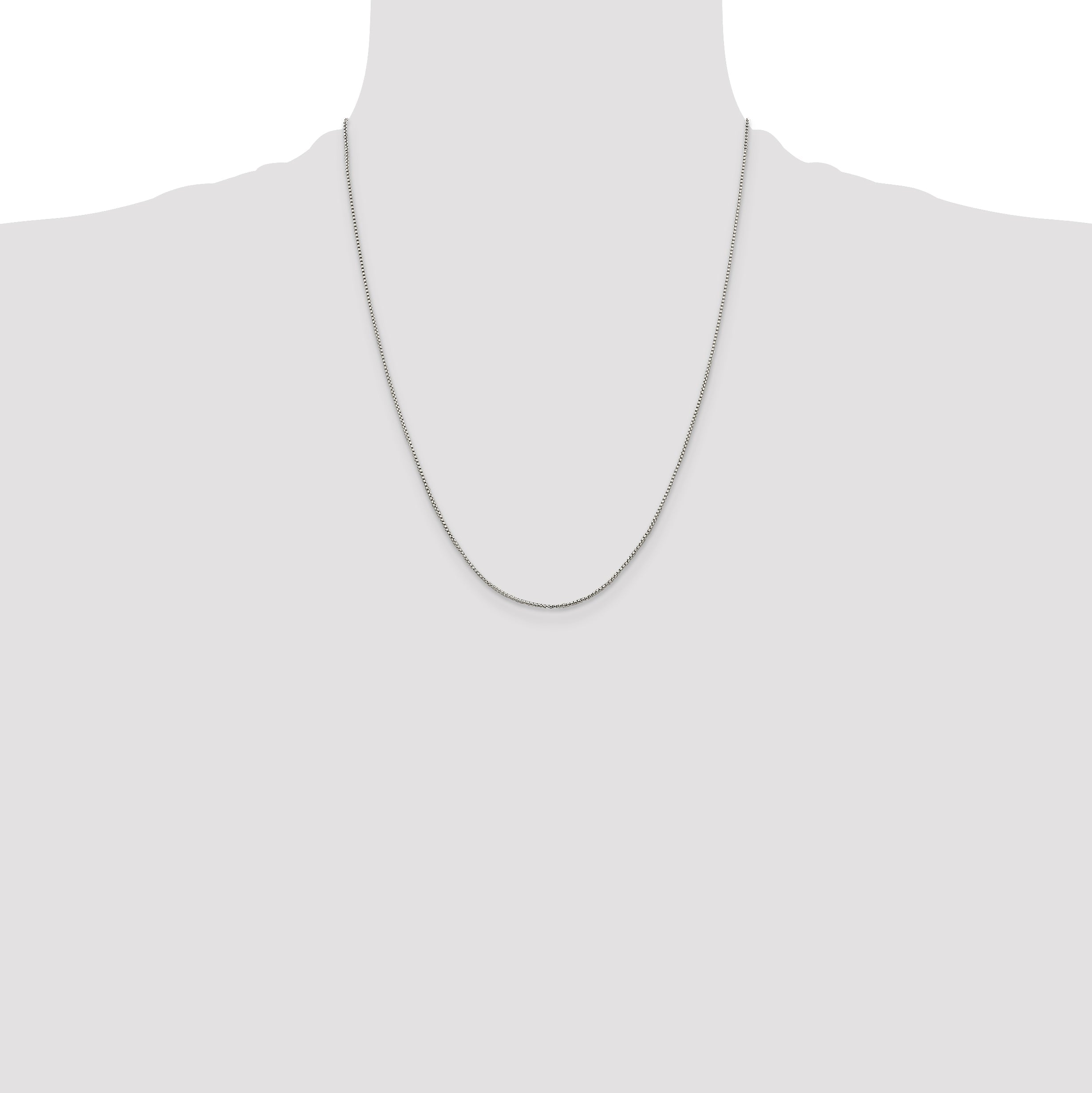 22 Inch Sterling Silver 1mm Round Box Chain W/4In Ext.