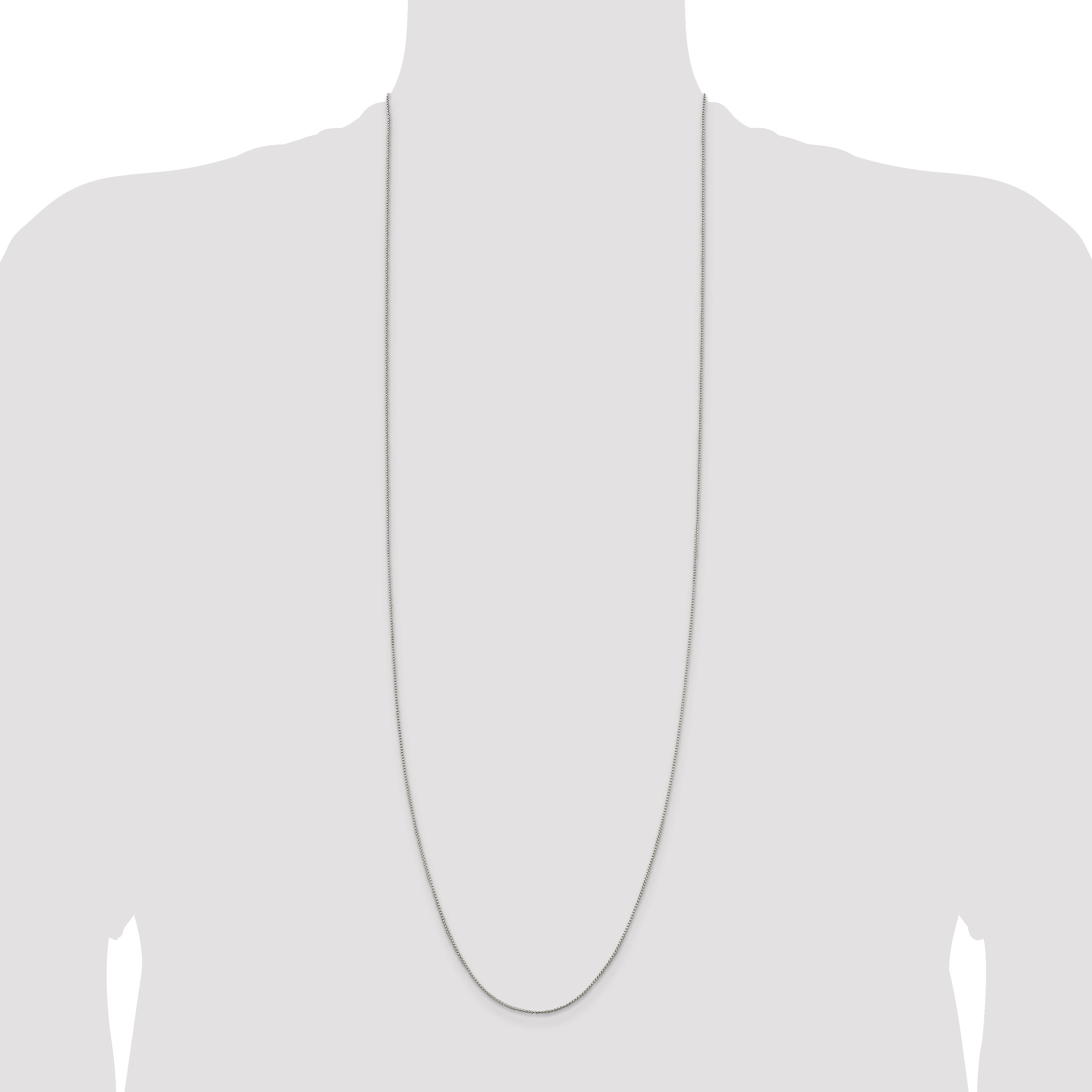 36 Inch Sterling Silver 1mm Round Box Chain Necklace