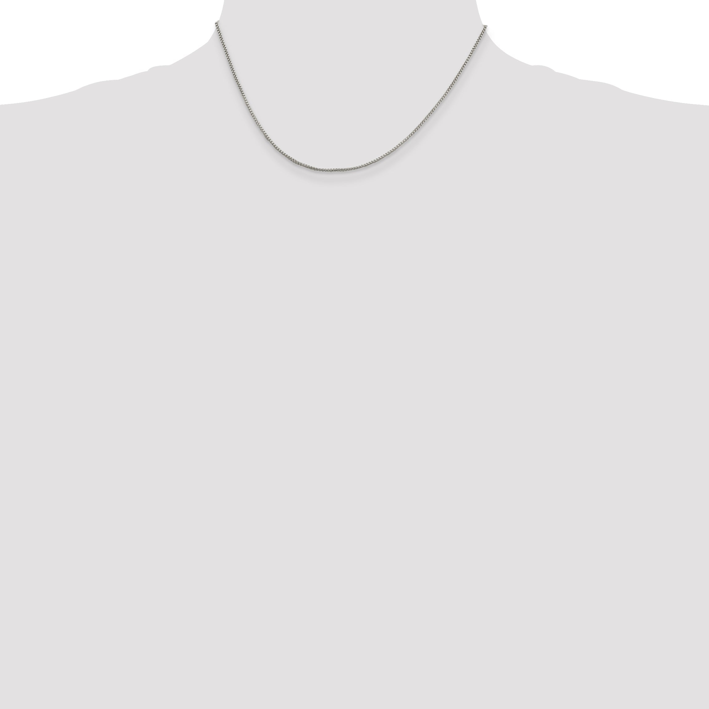 16 Inch Sterling Silver Rhodium-Plated 1.25mm Round Box Chain Necklace