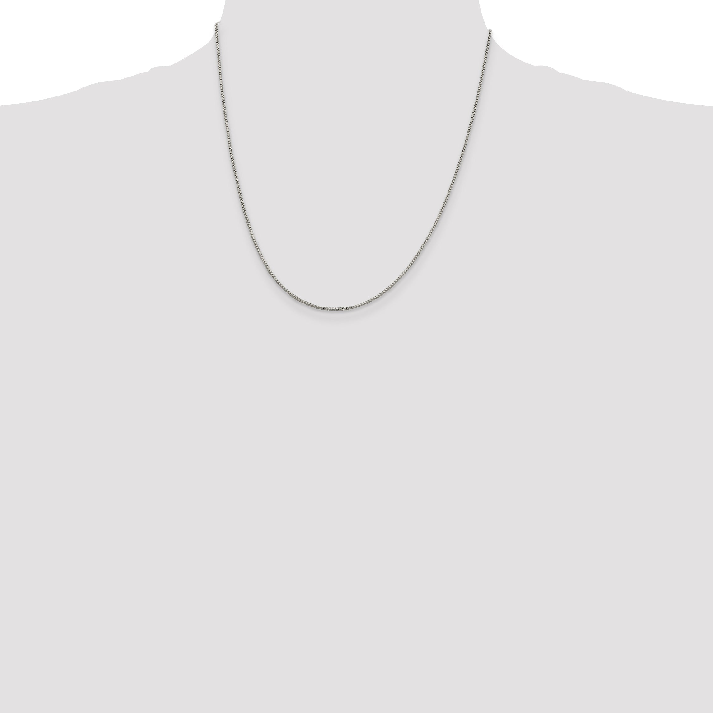 20 Inch Sterling Silver Rhodium-Plated 1.25mm Round Box Chain Necklace