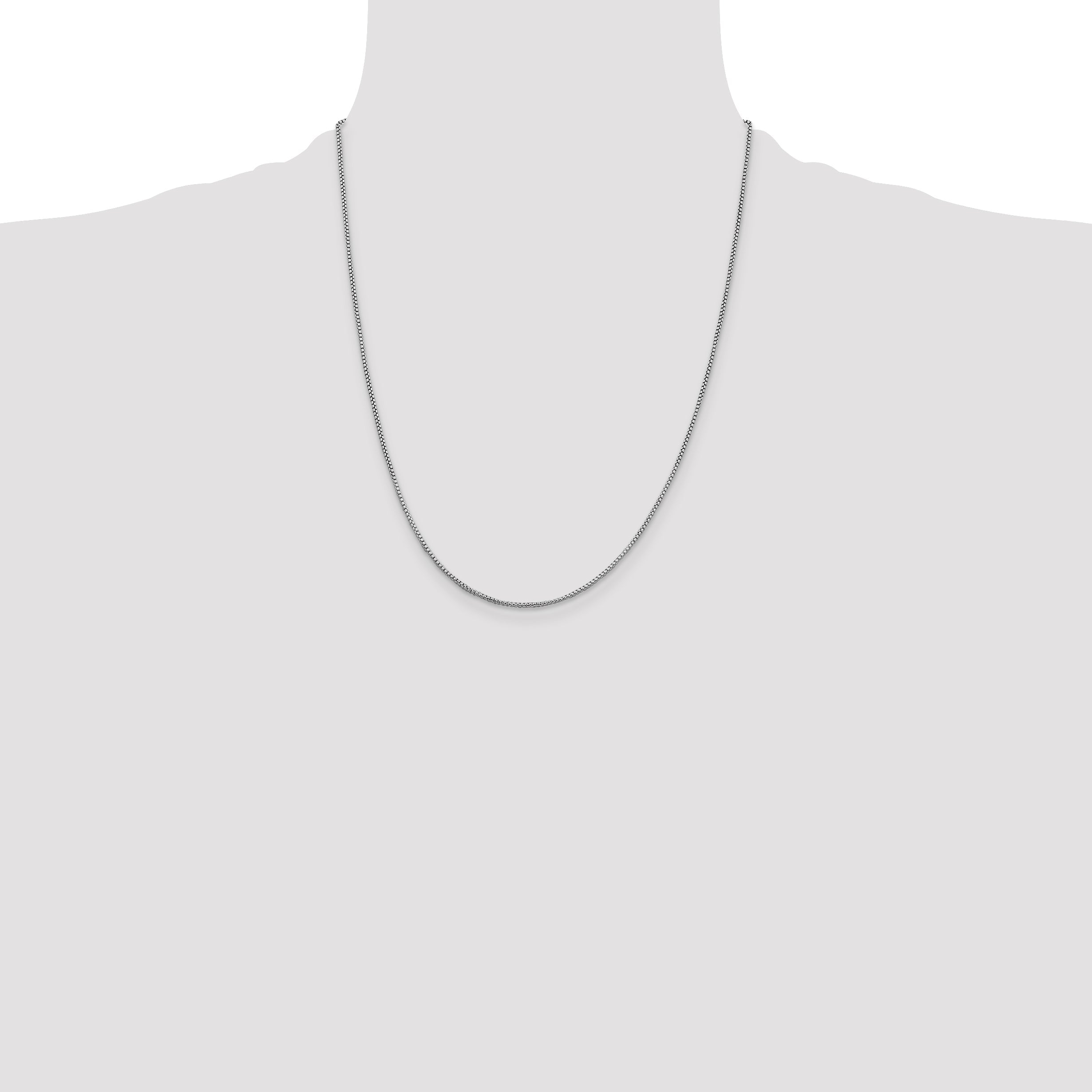 22 Inch Sterling Silver Rhodium-Plated 1.25mm Round Box Chain Necklace