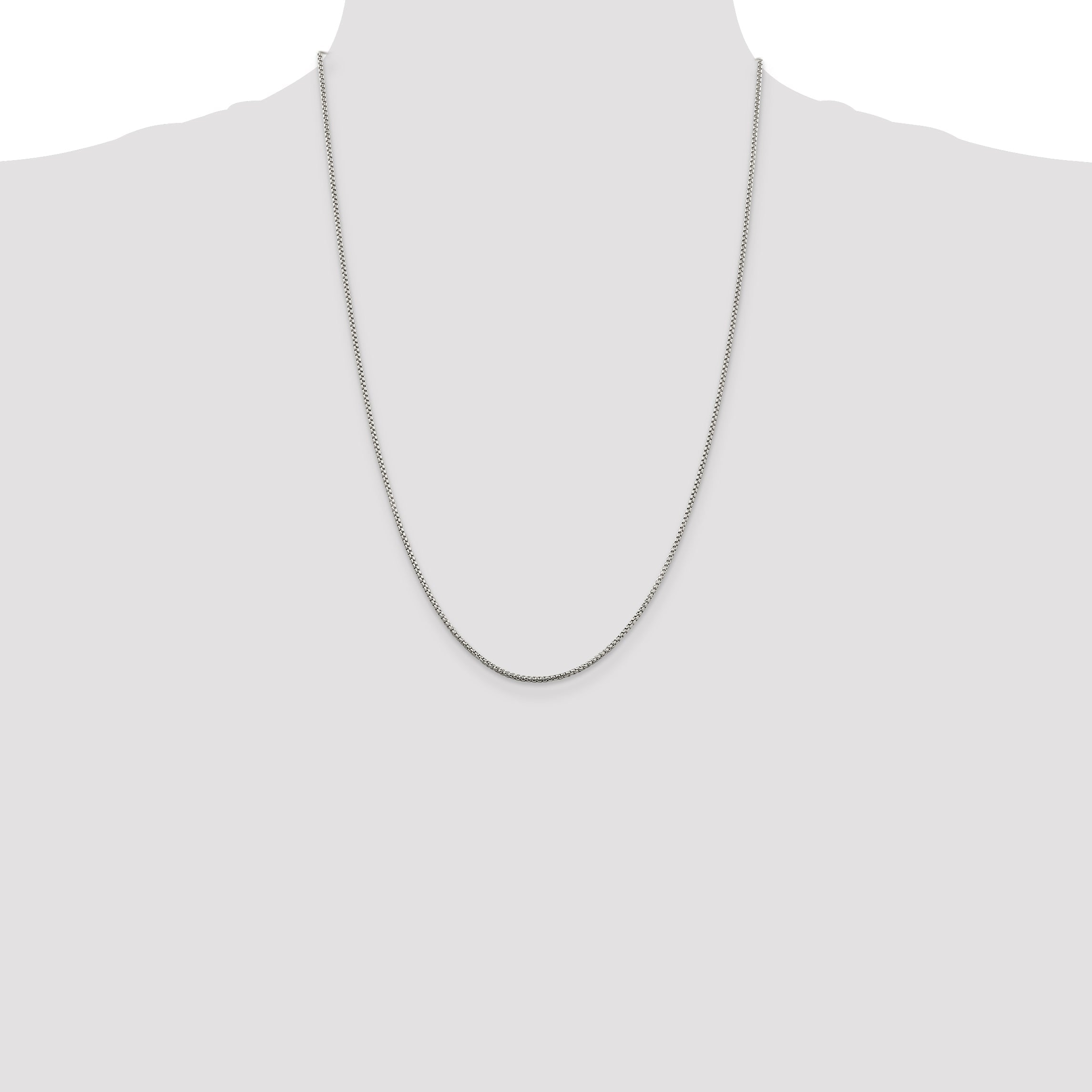 24 Inch Sterling Silver 1.5mm Round Box Chain Necklace