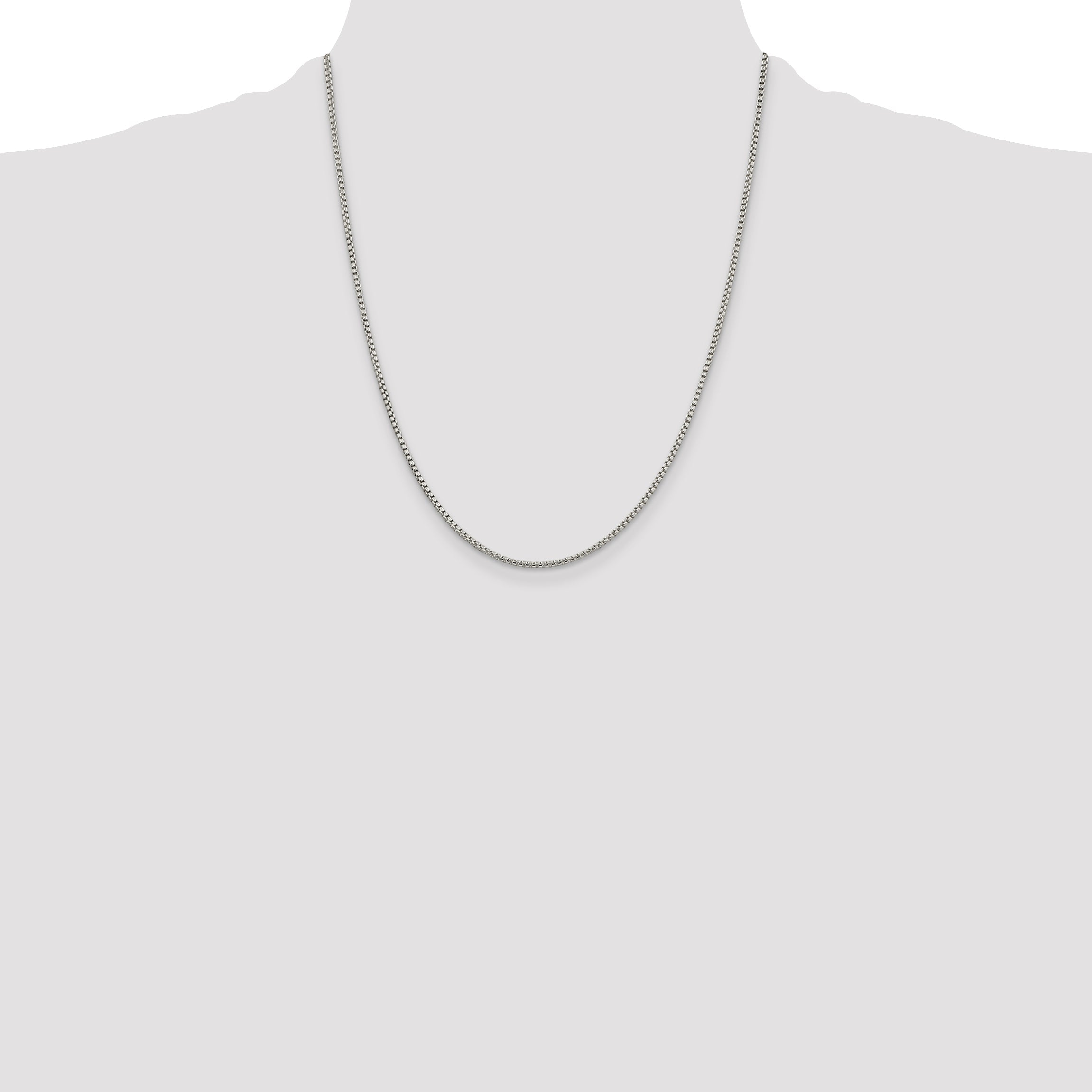 22 Inch Sterling Silver 1.75mm Round Box Chain Necklace