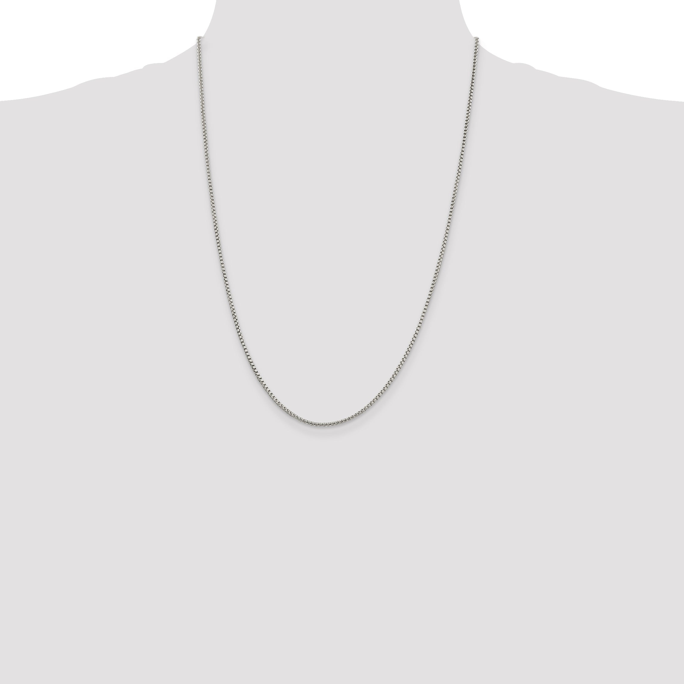 24 Inch Sterling Silver 1.75mm Round Box Chain Necklace