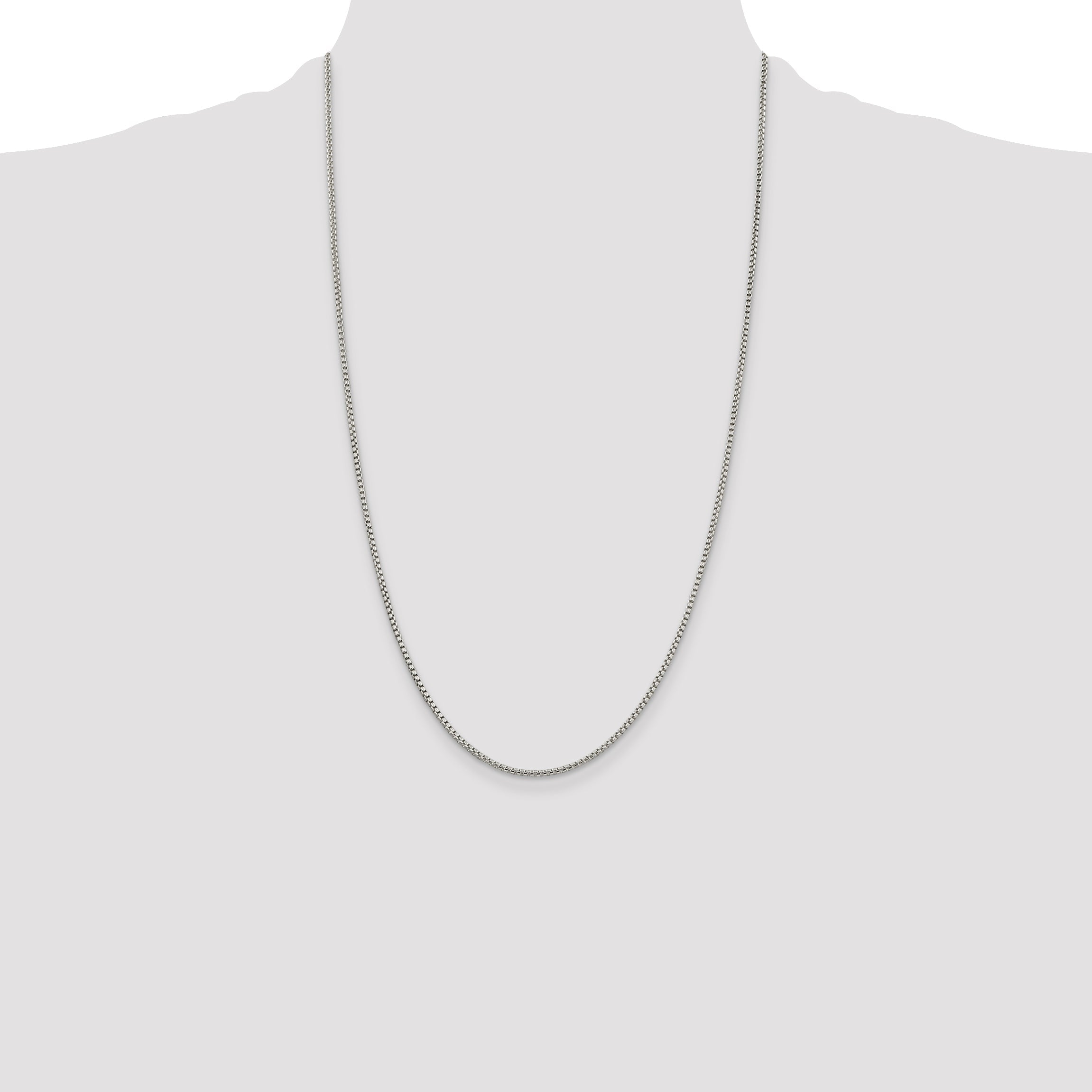 26 Inch Sterling Silver 1.75mm Round Box Chain Necklace