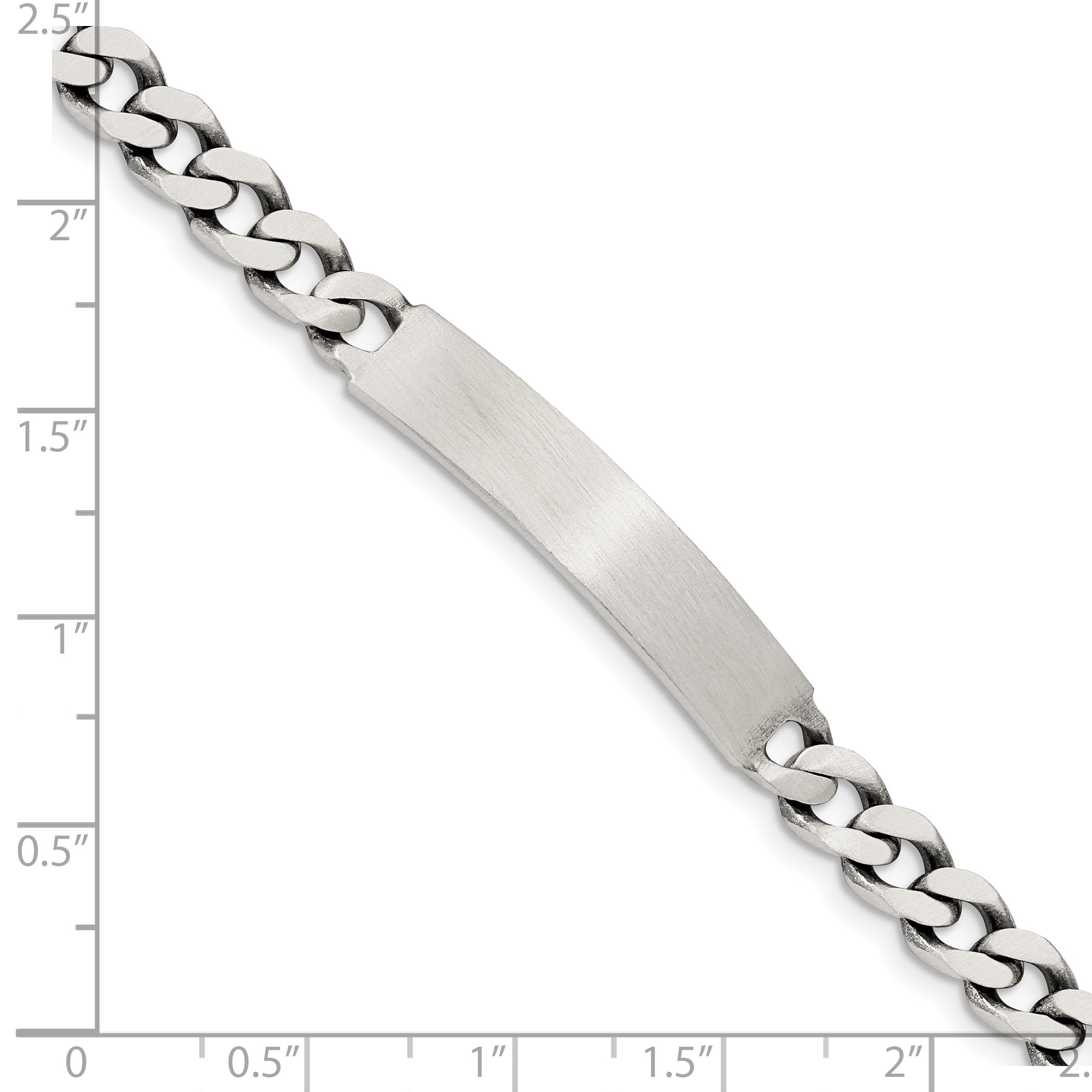 7 Inch Sterling Silver 7Inch Engraveable Antiqued Curb Link Id Bracelet