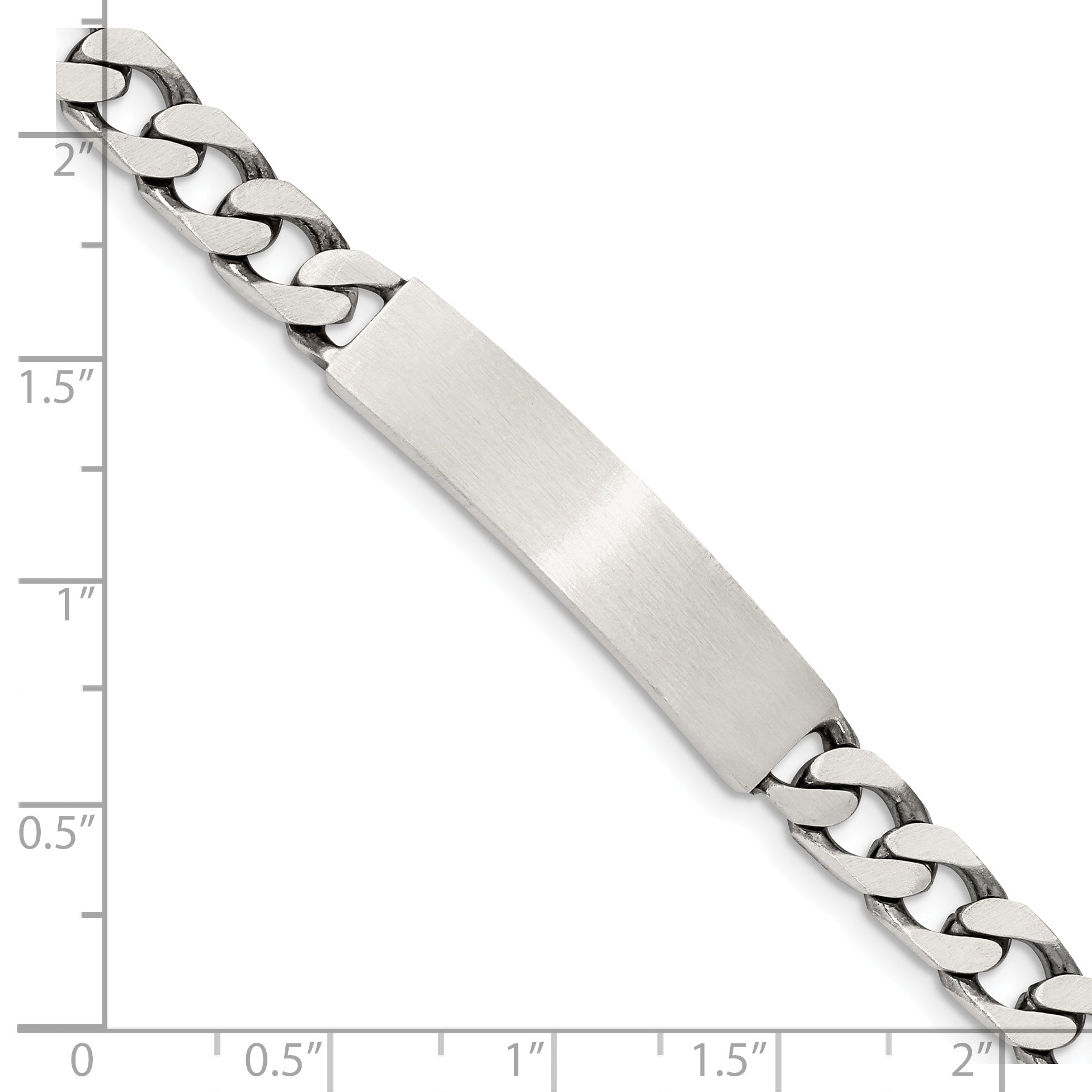 7 Inch Sterling Silver 7Inch Engraveable Antiqued Curb Link Id Bracelet
