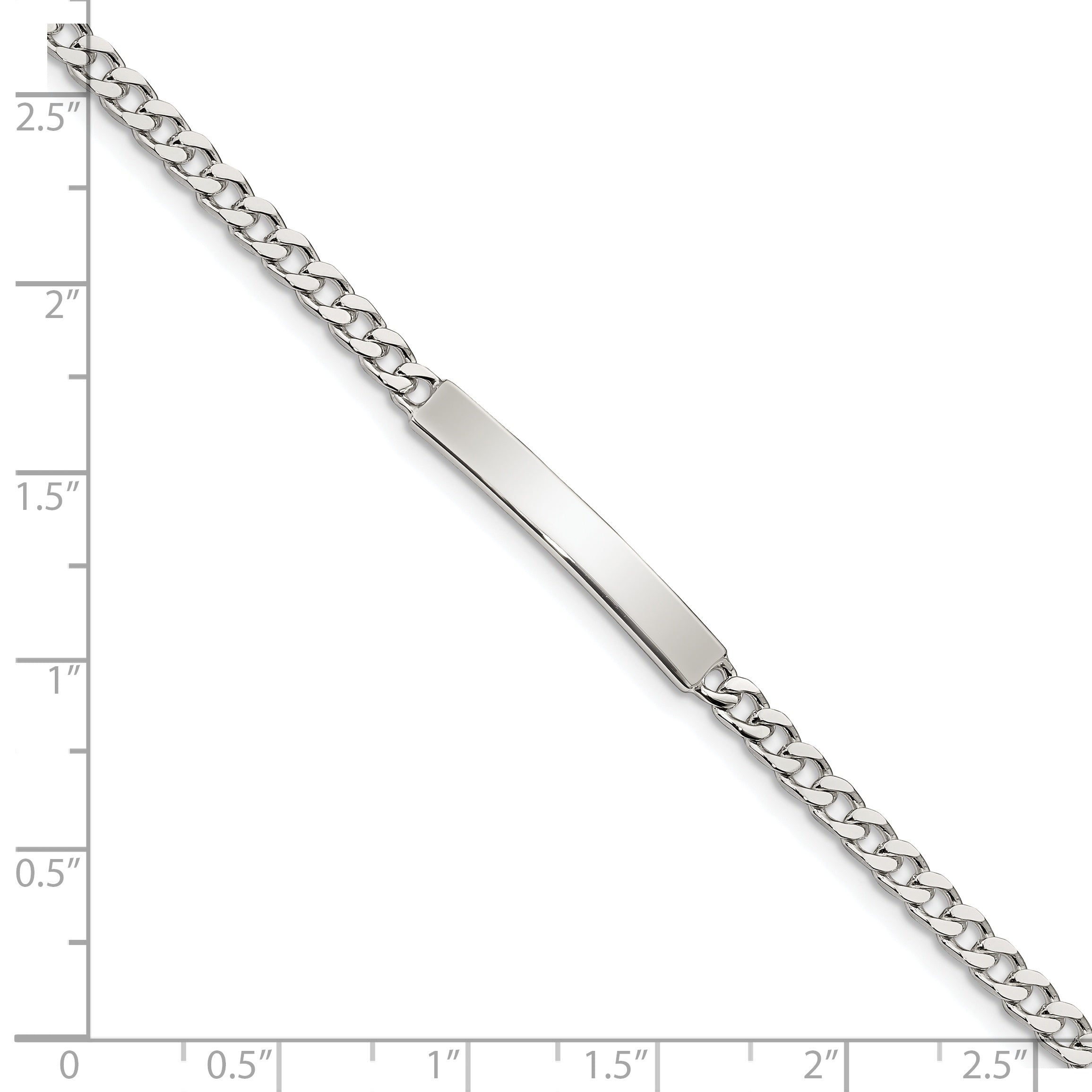 7 Inch Sterling Silver Polished Engraveable Curb Link Id Bracelet