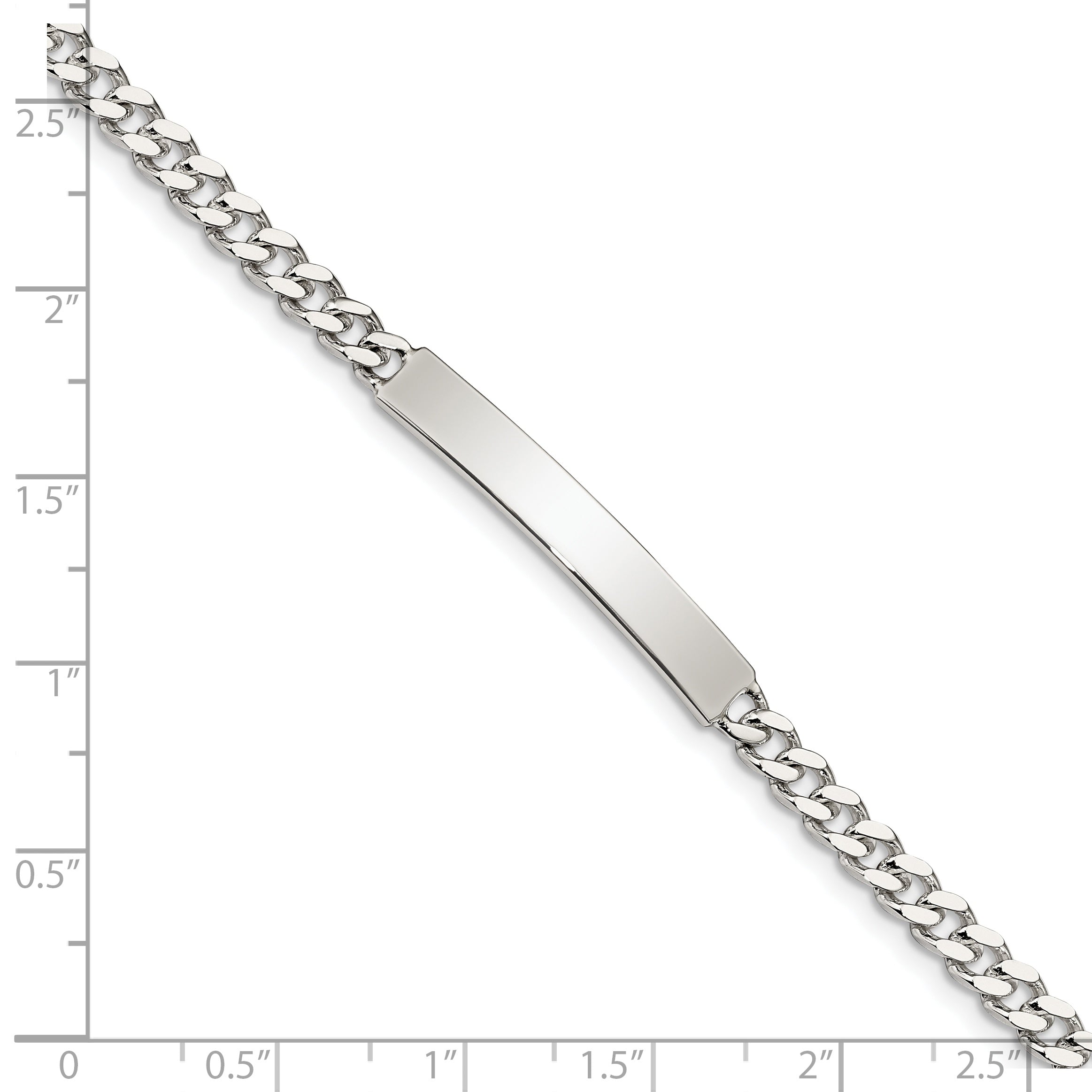 8 Inch Sterling Silver 8Inch Polished Engraveable Curb Link Id Bracelet