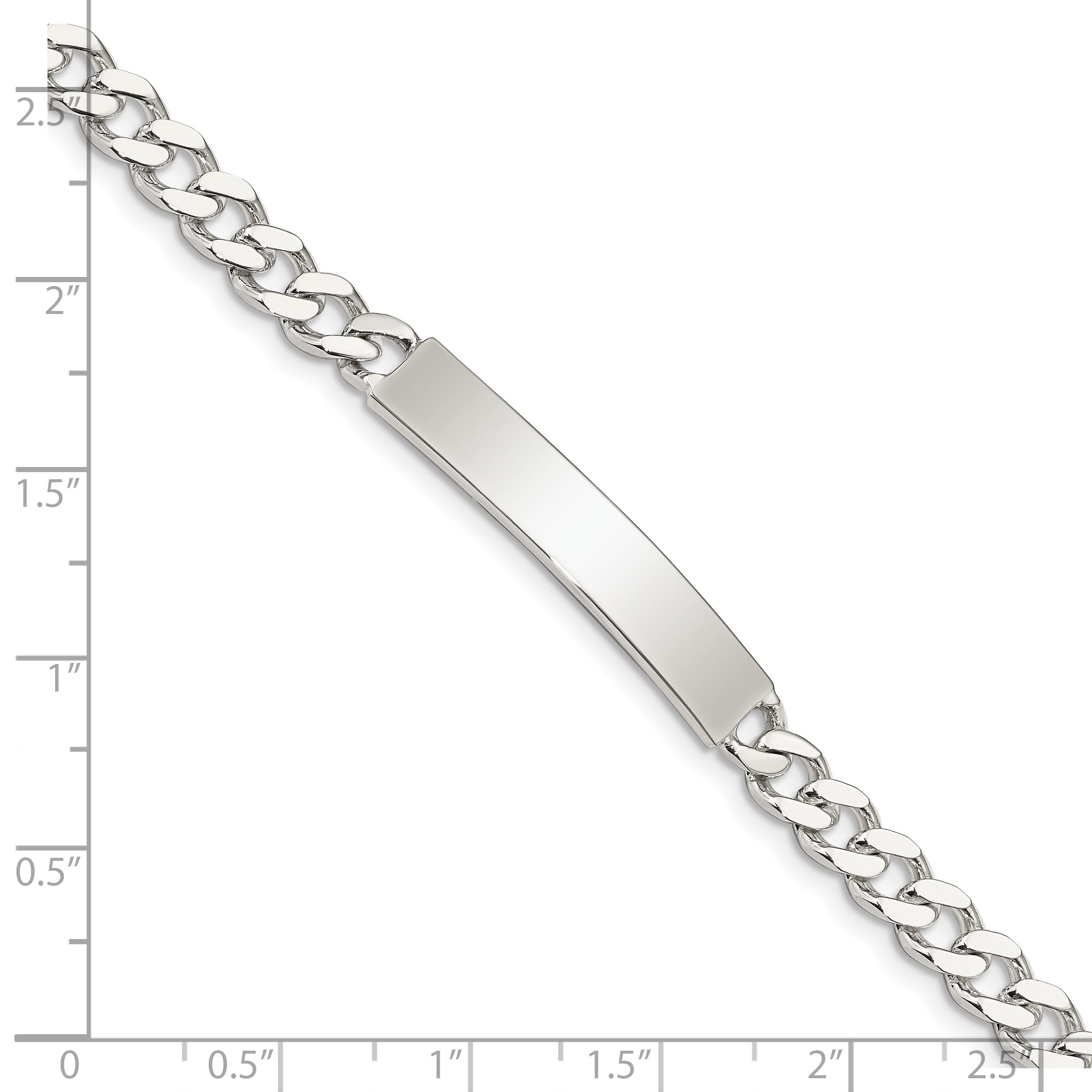 8 Inch Sterling Silver 8Inch Polished Engraveable Curb Link Id Bracelet