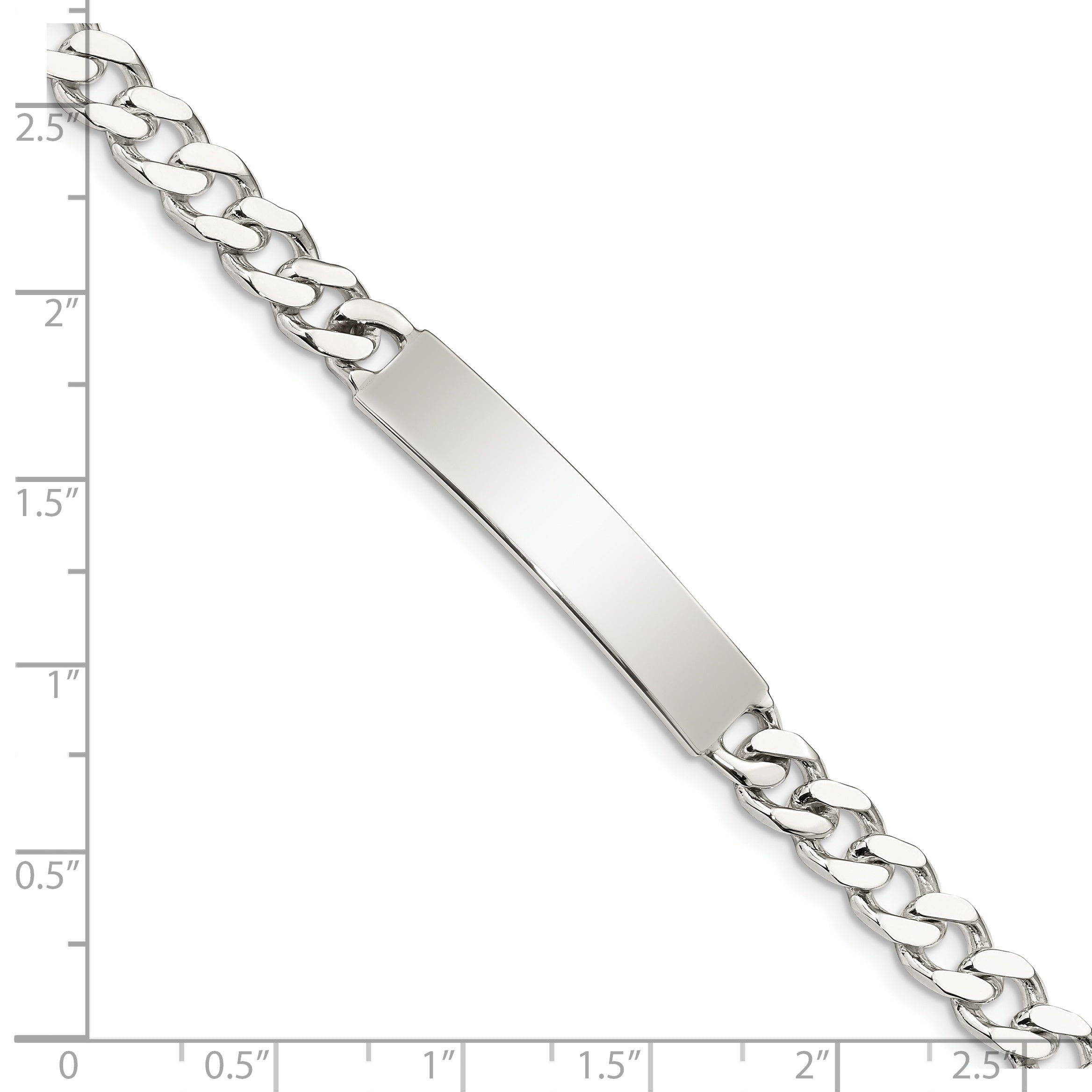 7 Inch Sterling Silver Polished Engraveable Curb Link Id Bracelet