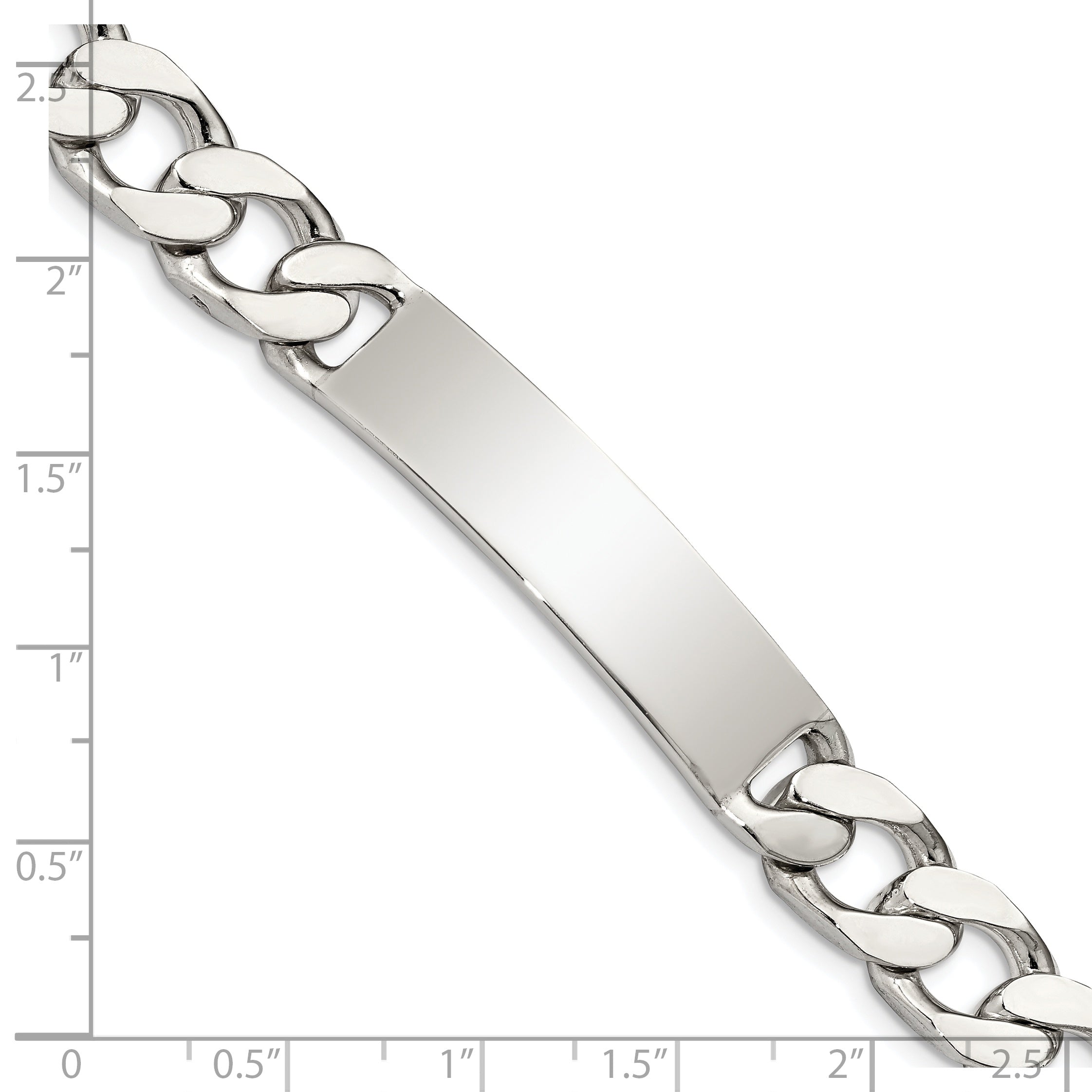 7.5 Inch Sterling Silver Polished Engraveable Curb Link Id Bracelet