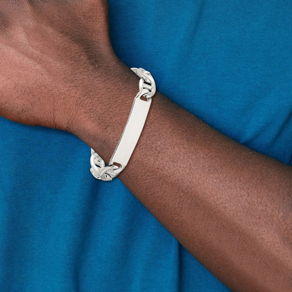 7.5 Inch Sterling Silver Polished Engraveable Anchor Link Id Bracelet