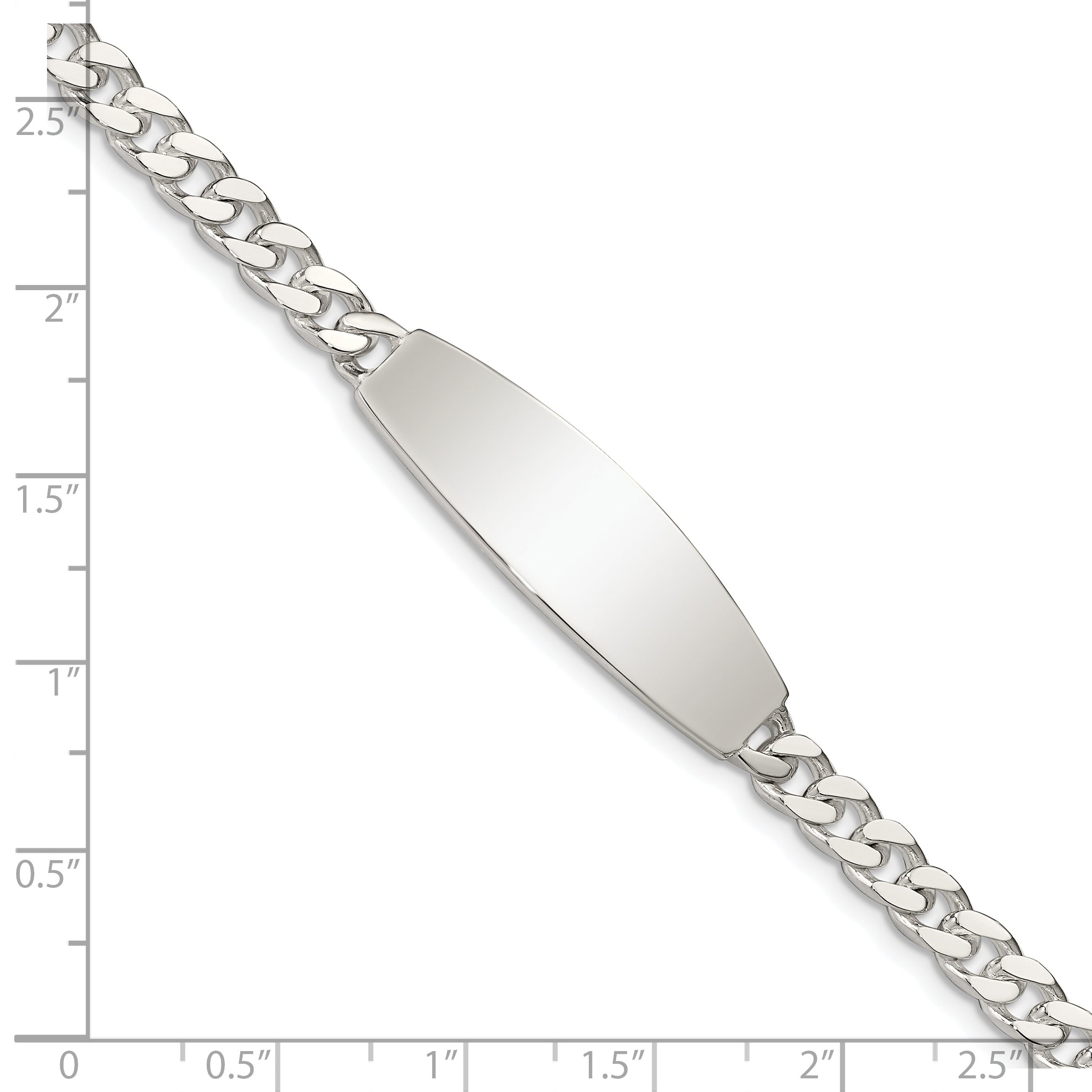 7.5 Inch Sterling Silver Curb Link Id Bracelet