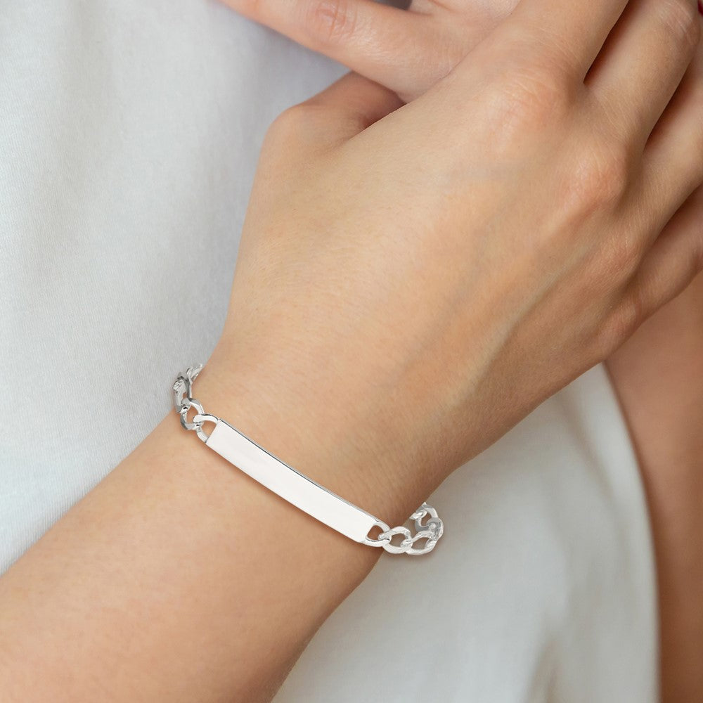 8.5 Inch Sterling Silver Figaro Link Id Bracelet