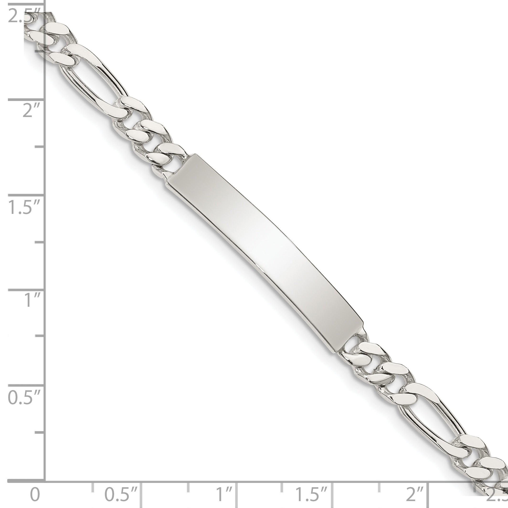 8.5 Inch Sterling Silver Polished Engraveable Figaro Link Id Bracelet