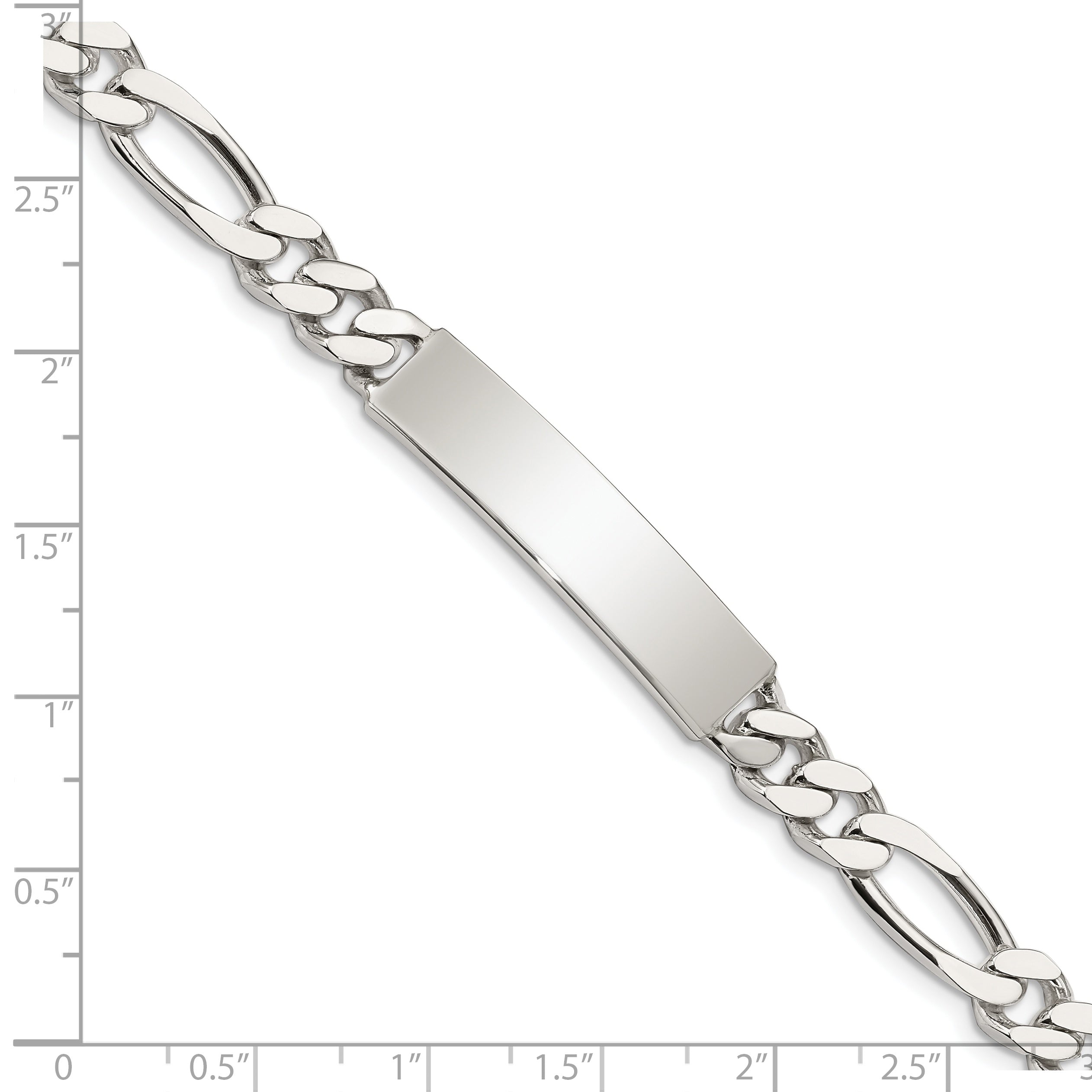7.5 Inch Sterling Silver Polished Engraveable Figaro Link Id Bracelet