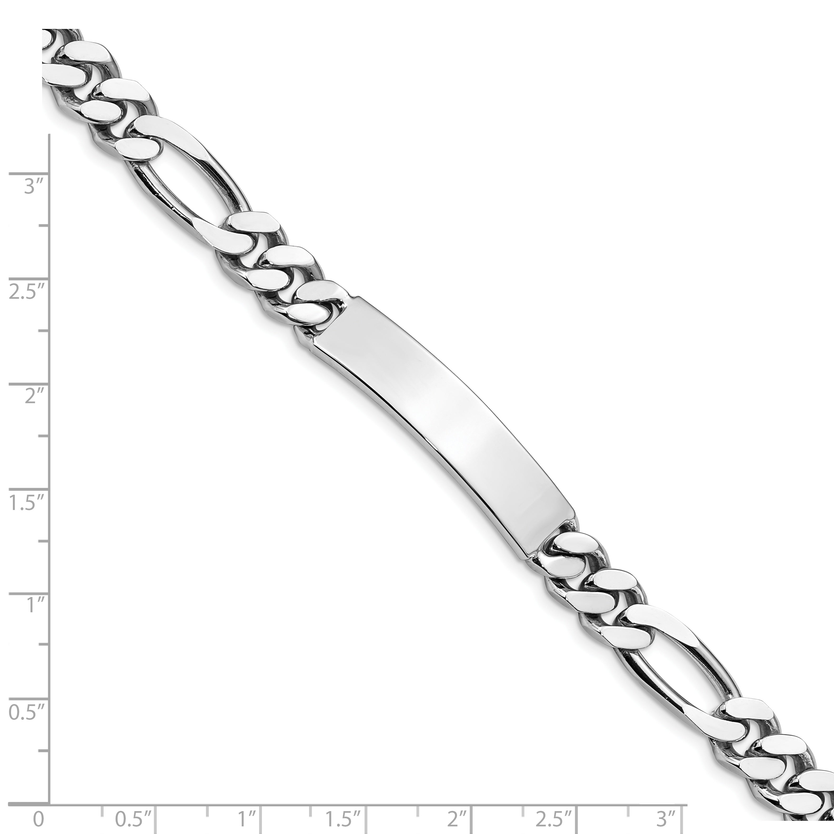 8.5 Inch Sterling Silver Polished Engraveable Figaro Link Id Bracelet