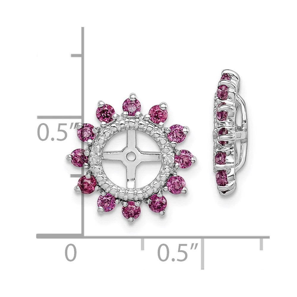Sterling Silver Rhodium Diam. & Rhodolite Garnet Earring Jacket