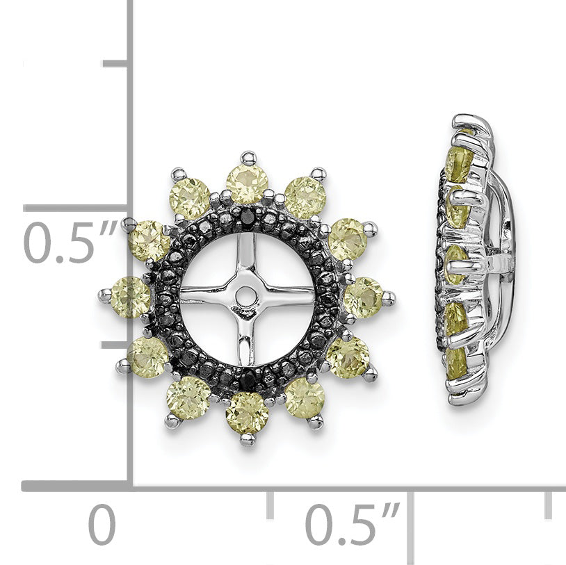Sterling Silver Rhodium Peridot & Black Sapphire Earring Jacket