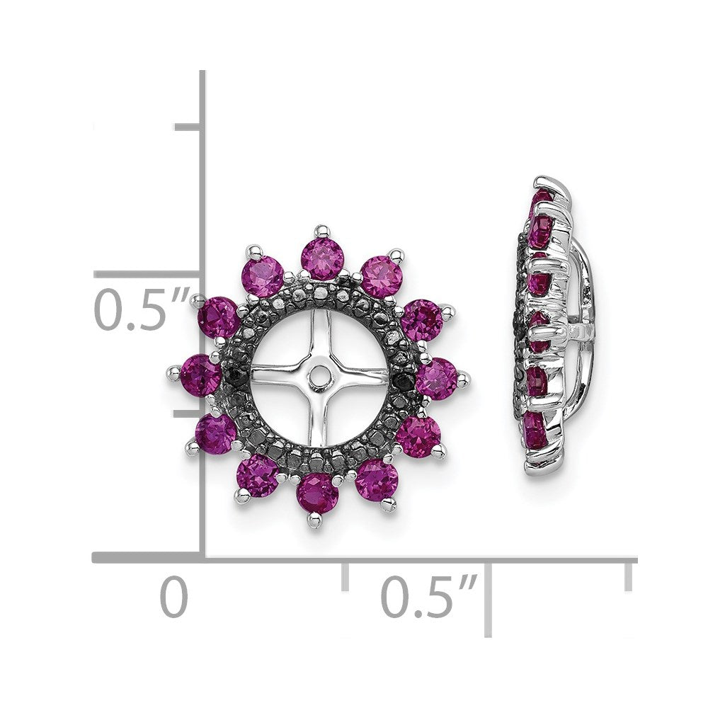 Sterling Silver Rhodium Created Ruby & Black Sapphire Earring Jacket