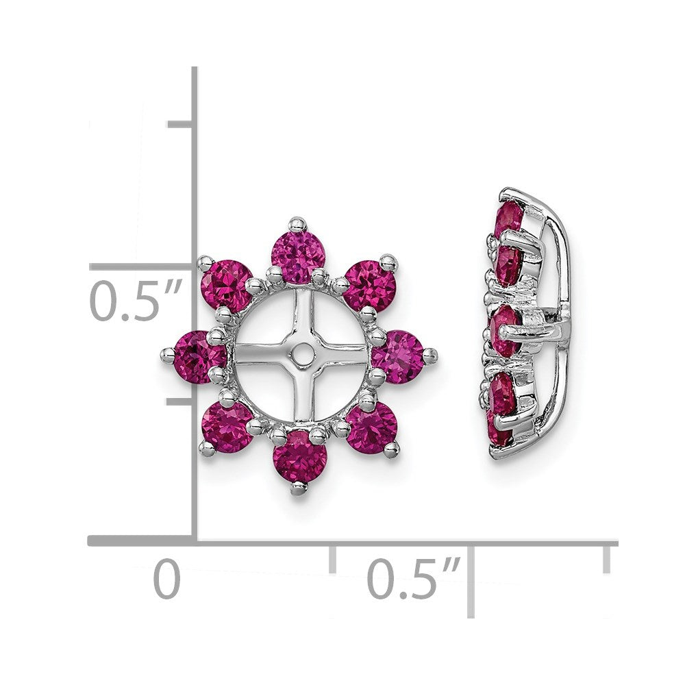 Sterling Silver Rhodium Created Ruby Earring Jacket