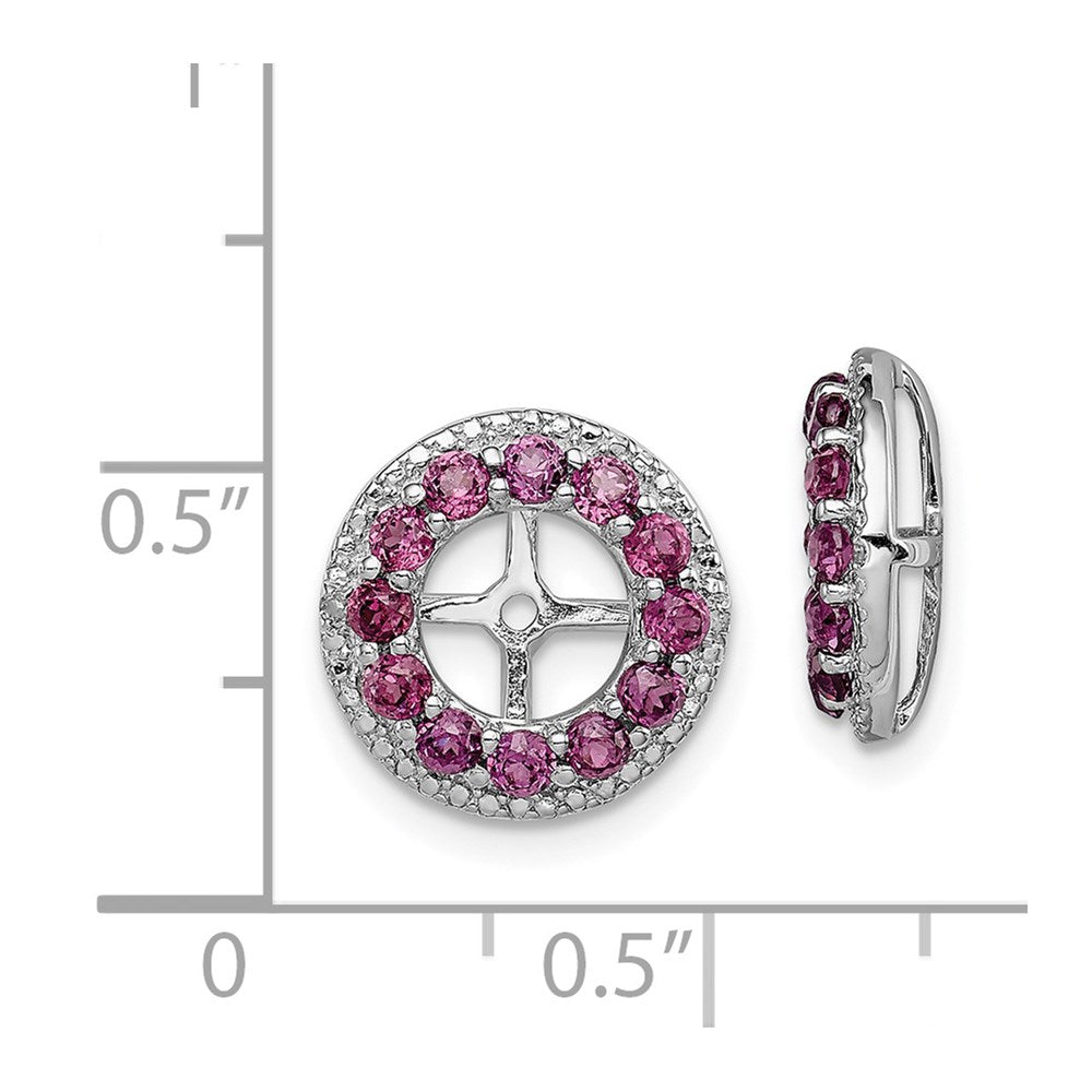 Sterling Silver Rhodium Diam. & Rhodolite Garnet Earring Jacket