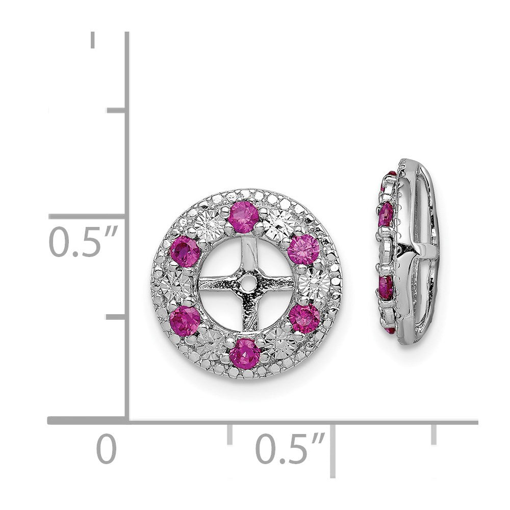 Sterling Silver Rhodium Created Ruby Earring Jacket