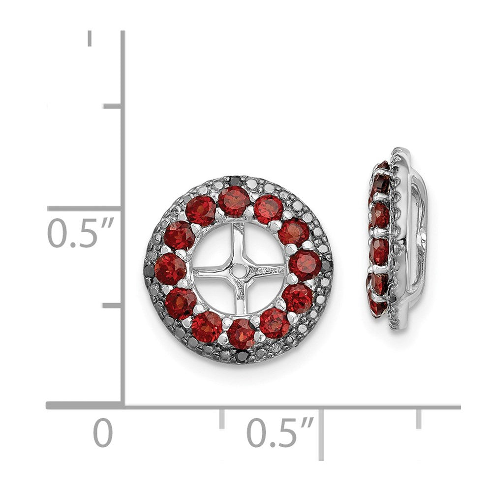 Sterling Silver Rhodium Garnet & Black Sapphire Earring Jacket