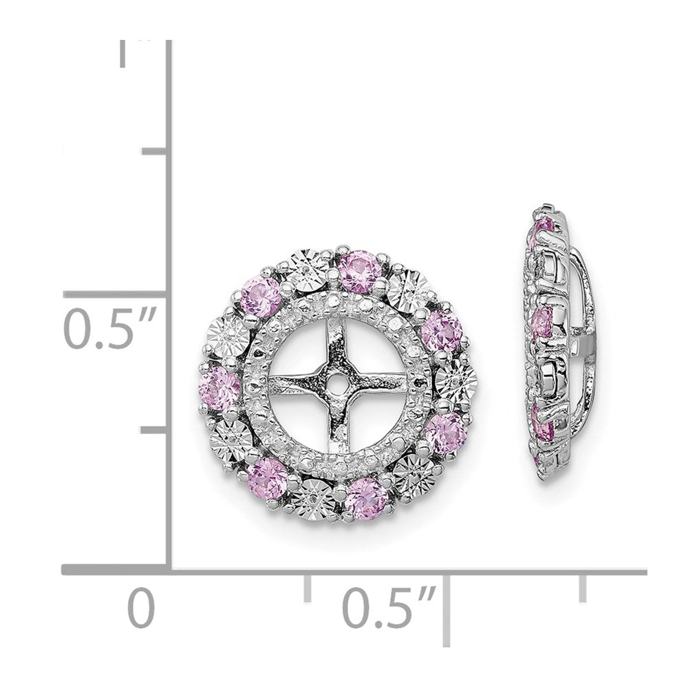 Sterling Silver Rhodium Created Pink Sapphire Earring Jacket