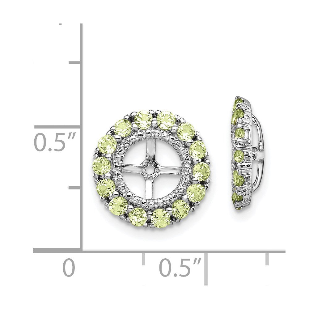 Sterling Silver Rhodium Diam. & Peridot Earring Jacket
