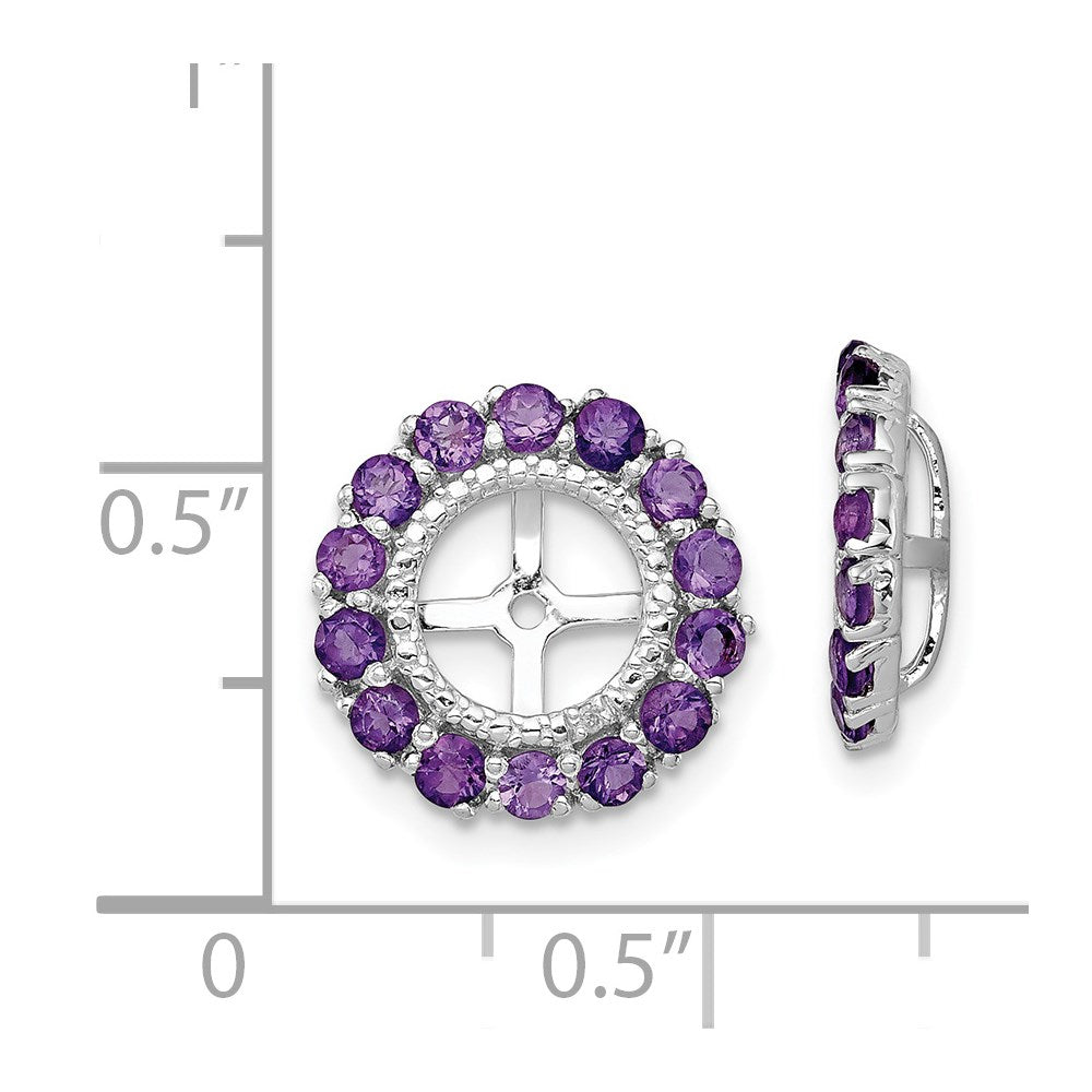 Sterling Silver Rhodium Diam. & Amethyst Earring Jacket