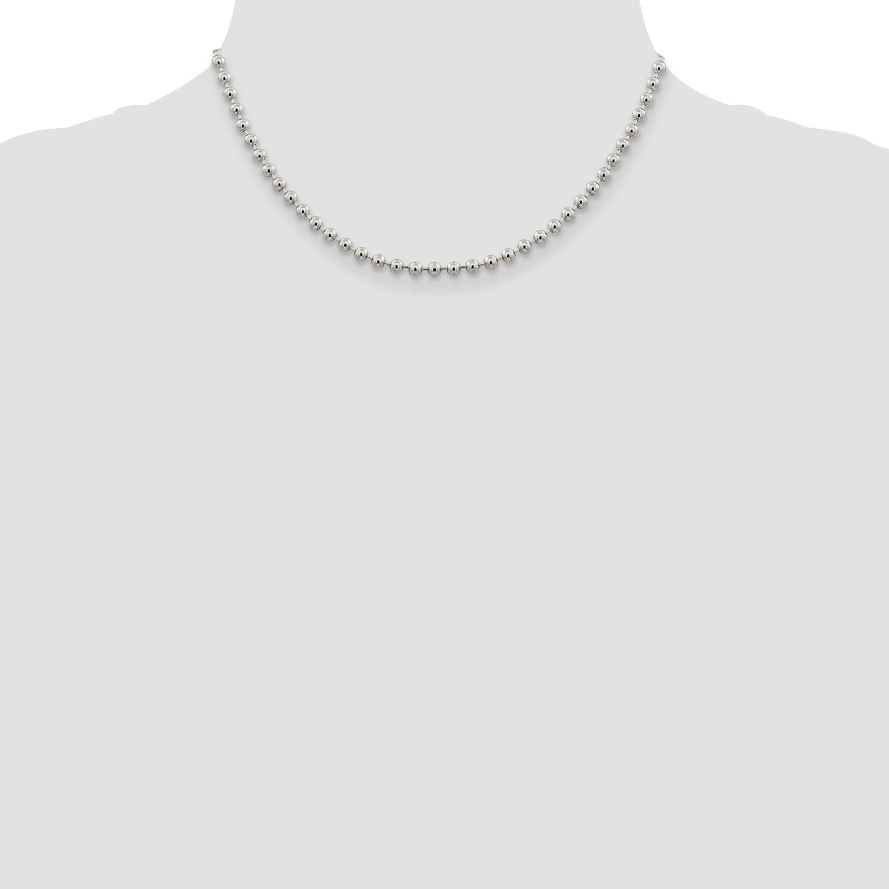 16 Inch Sterling Silver 4mm Beaded Chain Necklace