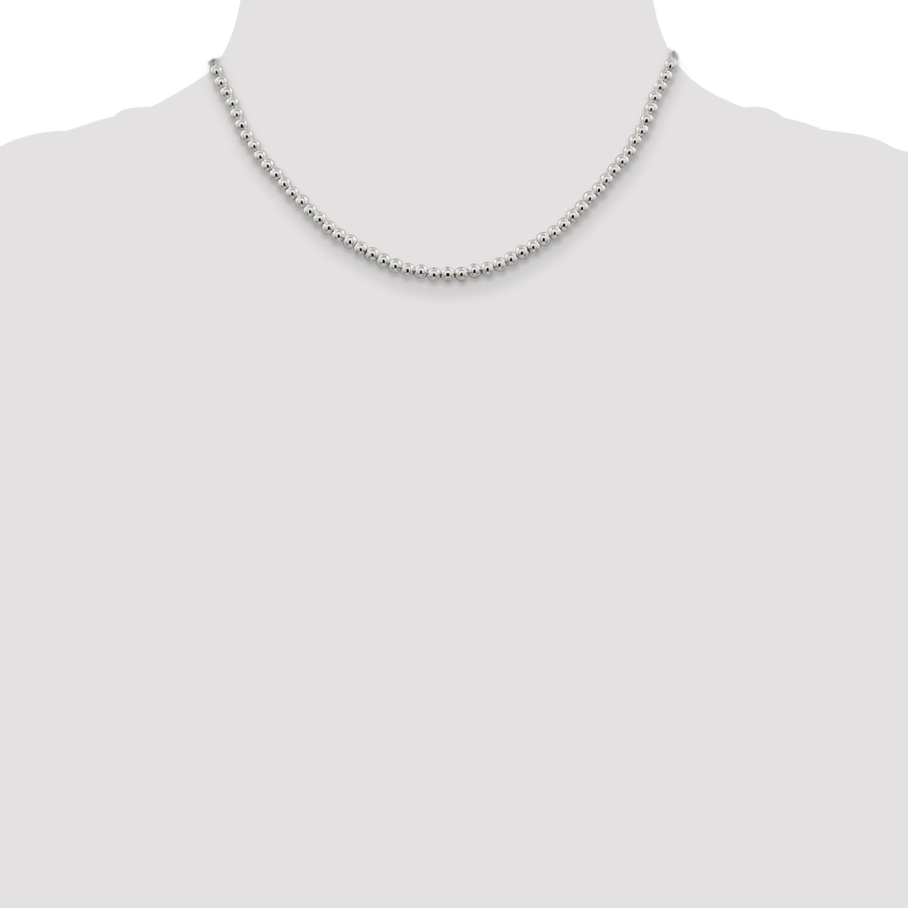 16 Inch Sterling Silver 4mm Beads On Box Chain Necklace