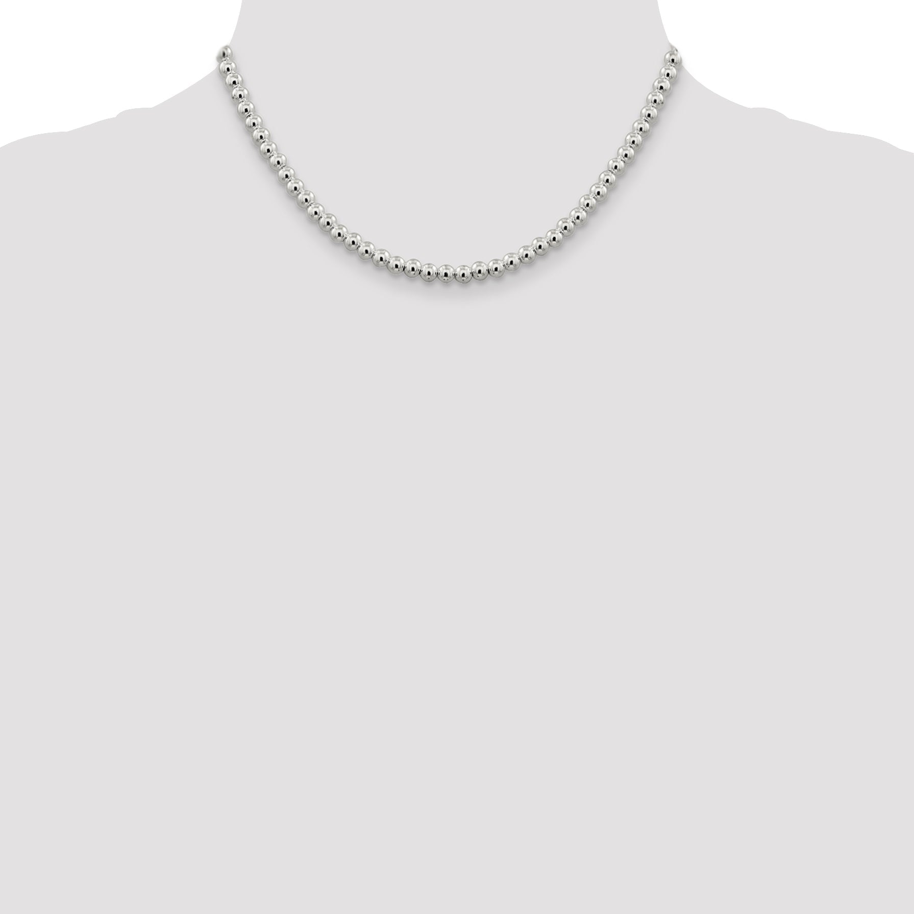 16 Inch Sterling Silver 5mm Beads On Box Chain Necklace