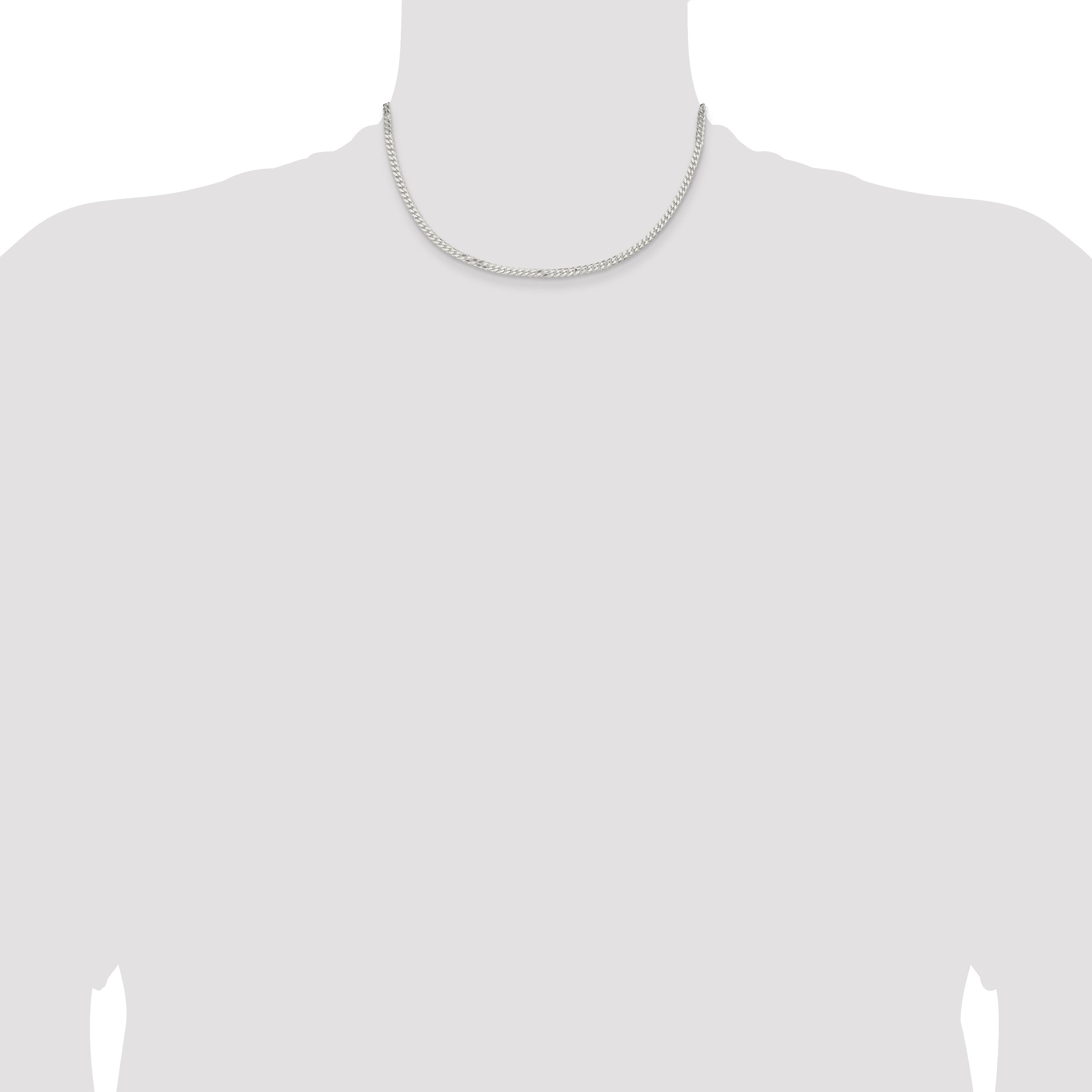 16 Inch Sterling Silver 3.15mm Flat Curb Chain Necklace