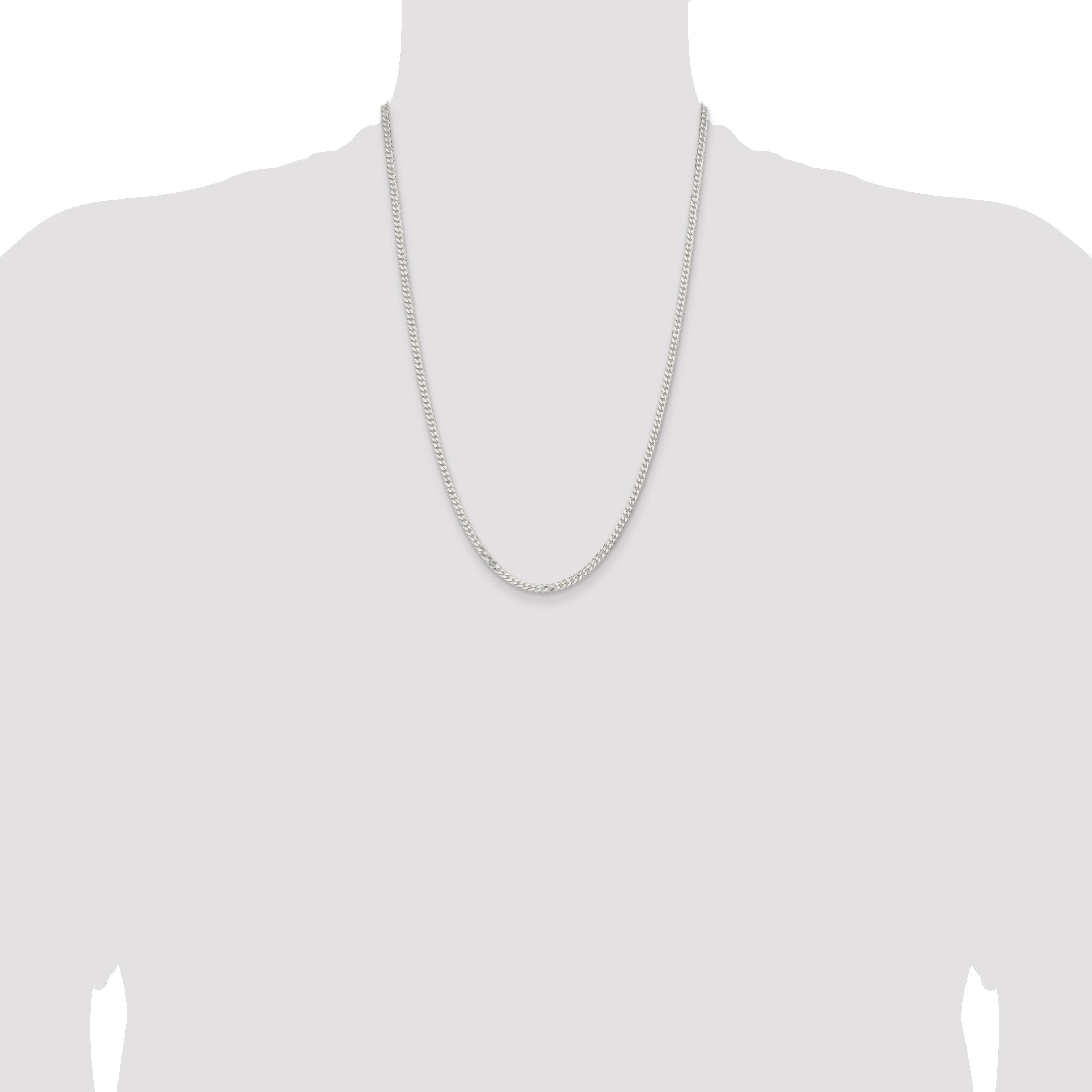 24 Inch Sterling Silver 3.15mm Flat Curb Chain Necklace