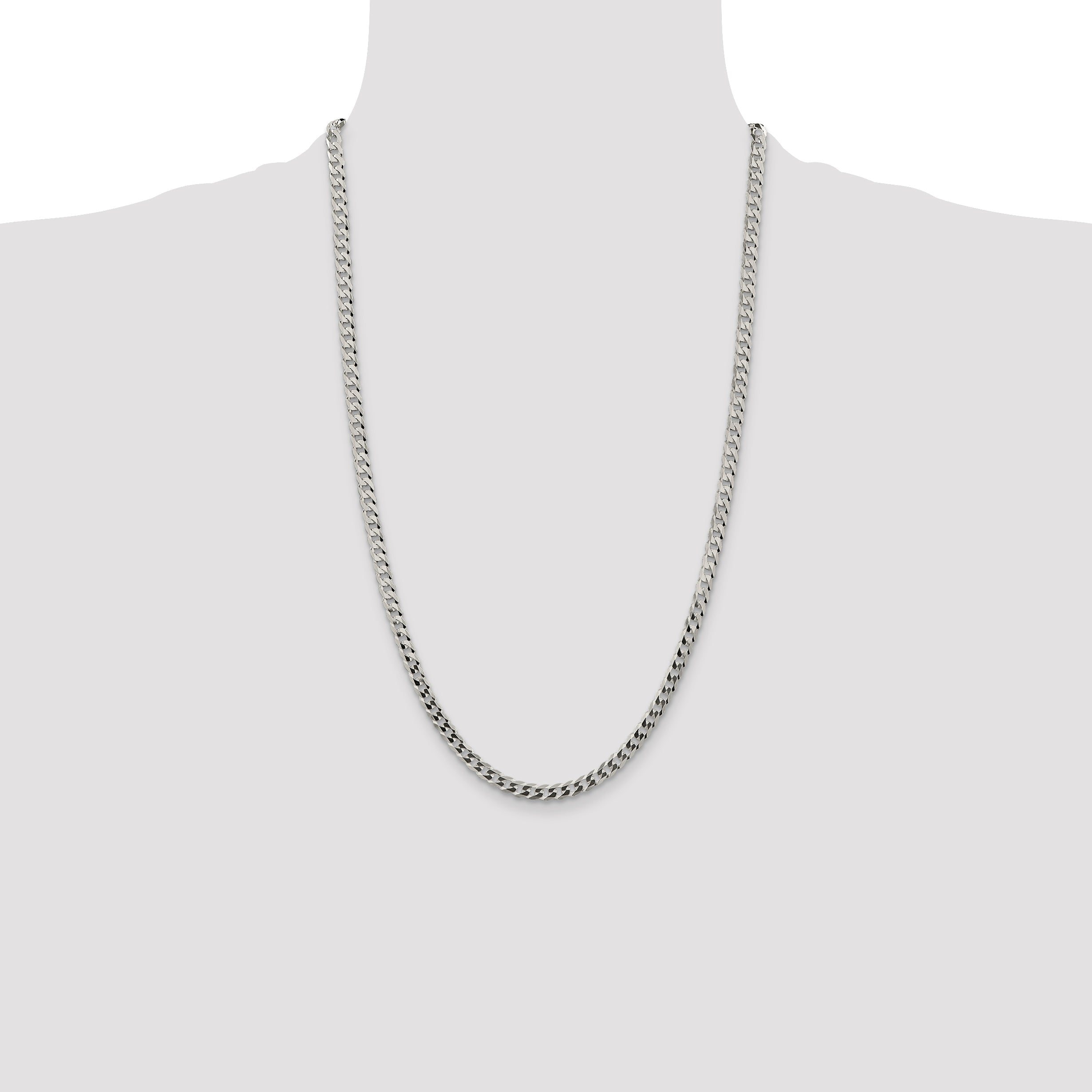 26 Inch Sterling Silver 4.7mm Flat Curb Chain Necklace