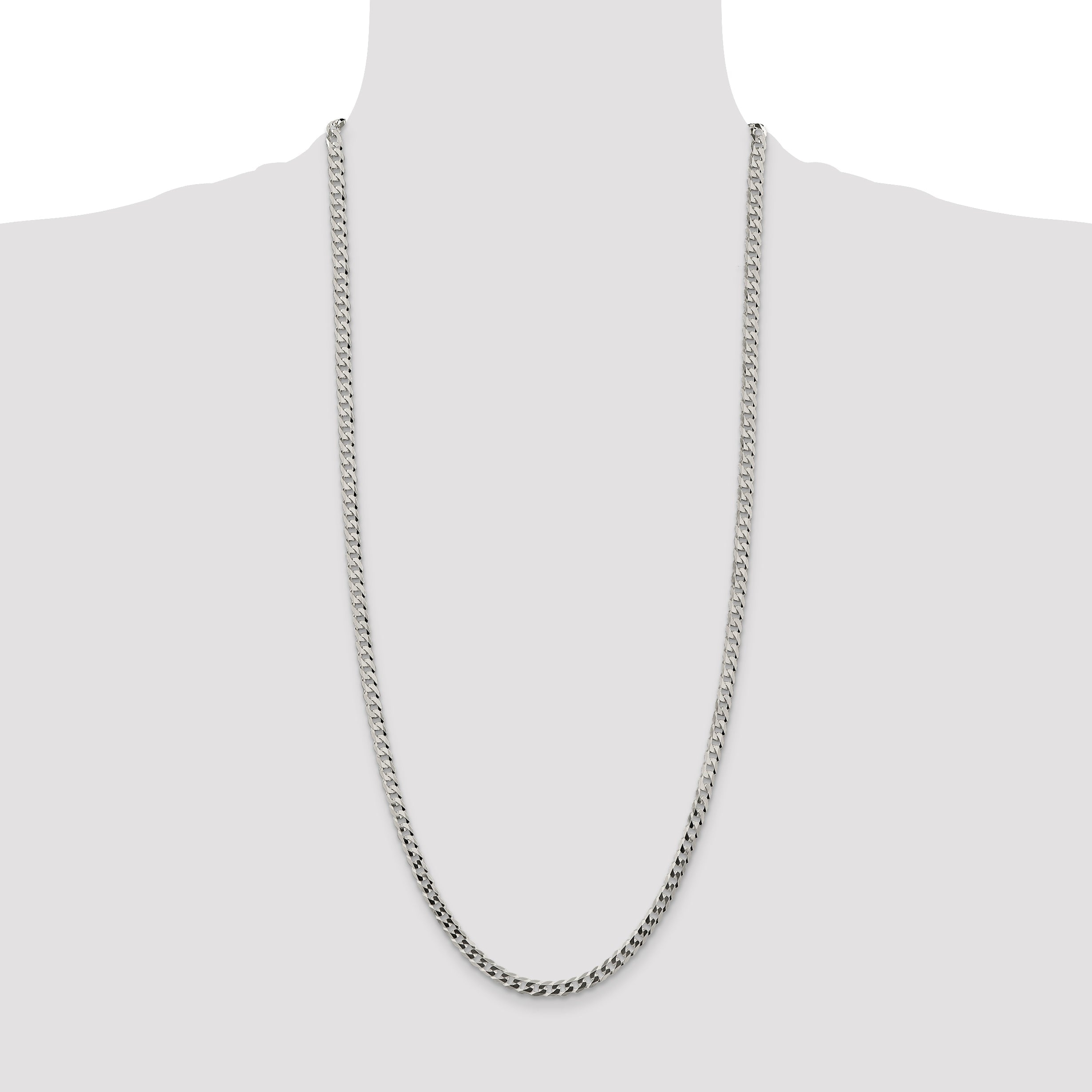 30 Inch Sterling Silver 4.7mm Flat Curb Chain Necklace