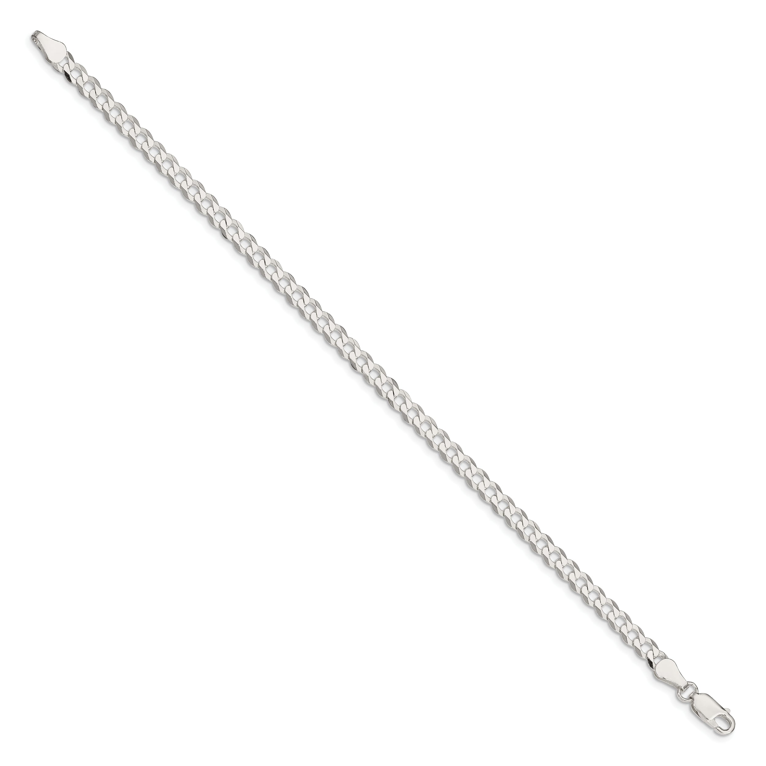 9 Inch Sterling Silver 4.7mm Flat Curb Chain Bracelet